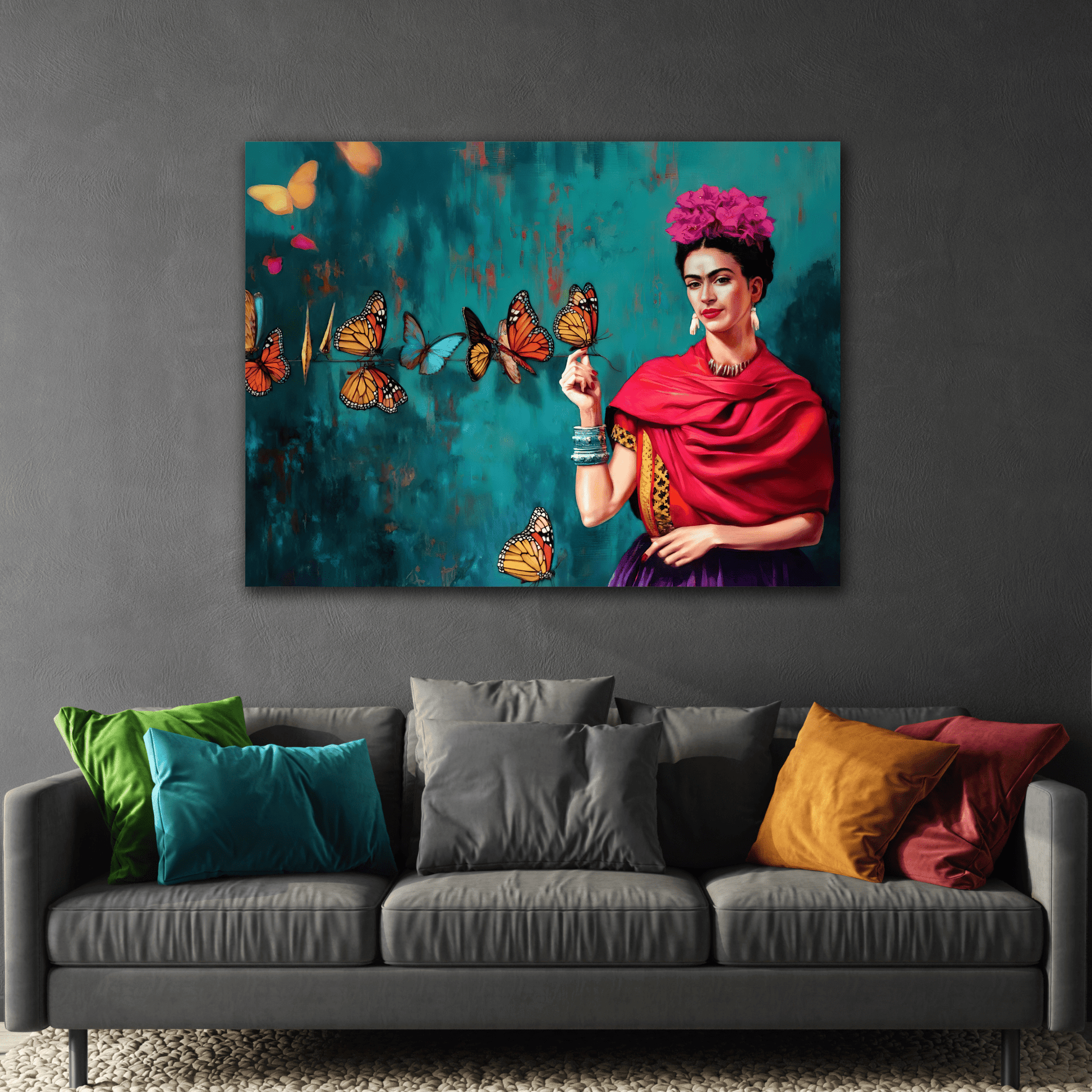 Butterfly Canvas Wall Art - Vibrant Kahlo Home Decor Print