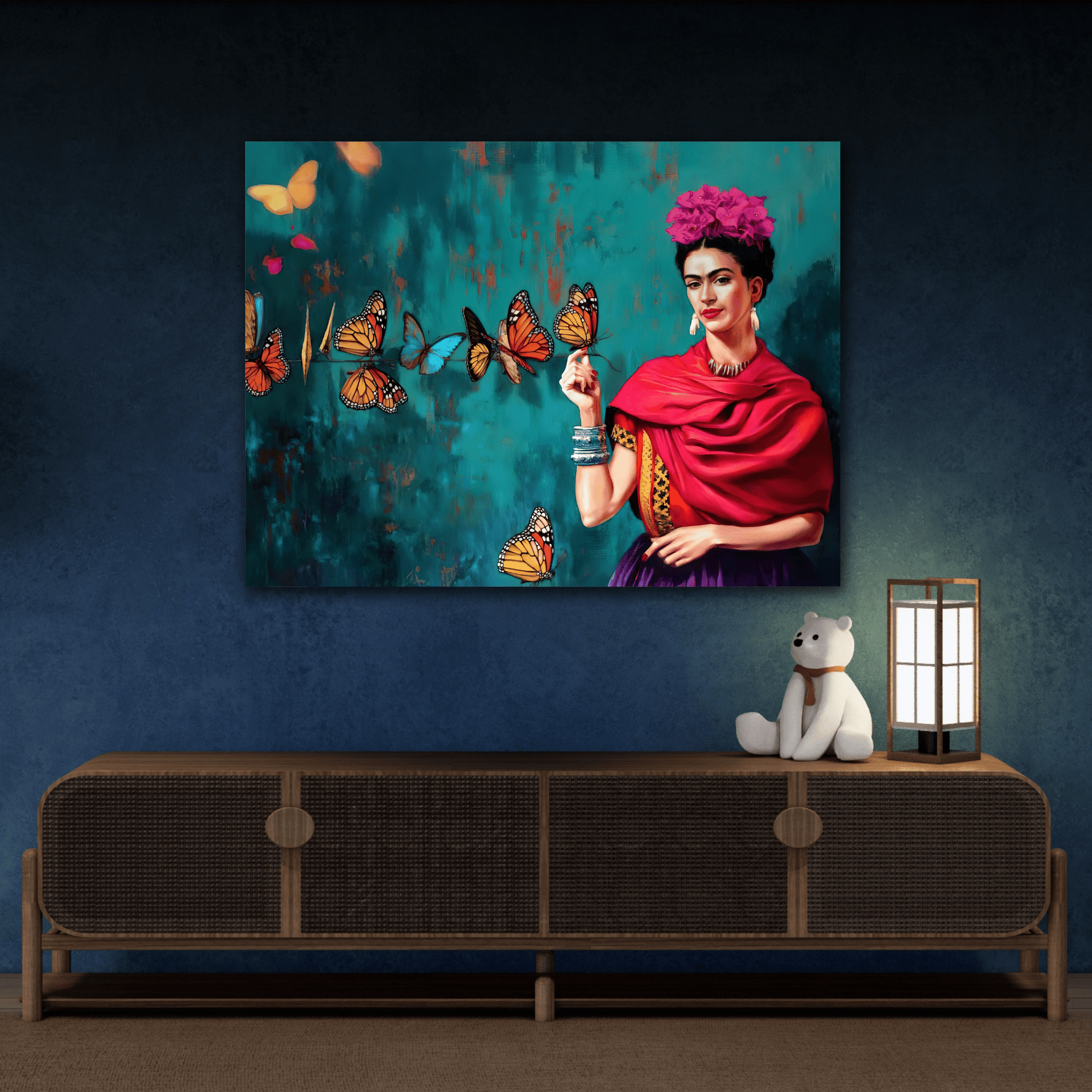 Butterfly Canvas Wall Art - Vibrant Kahlo Home Decor Print