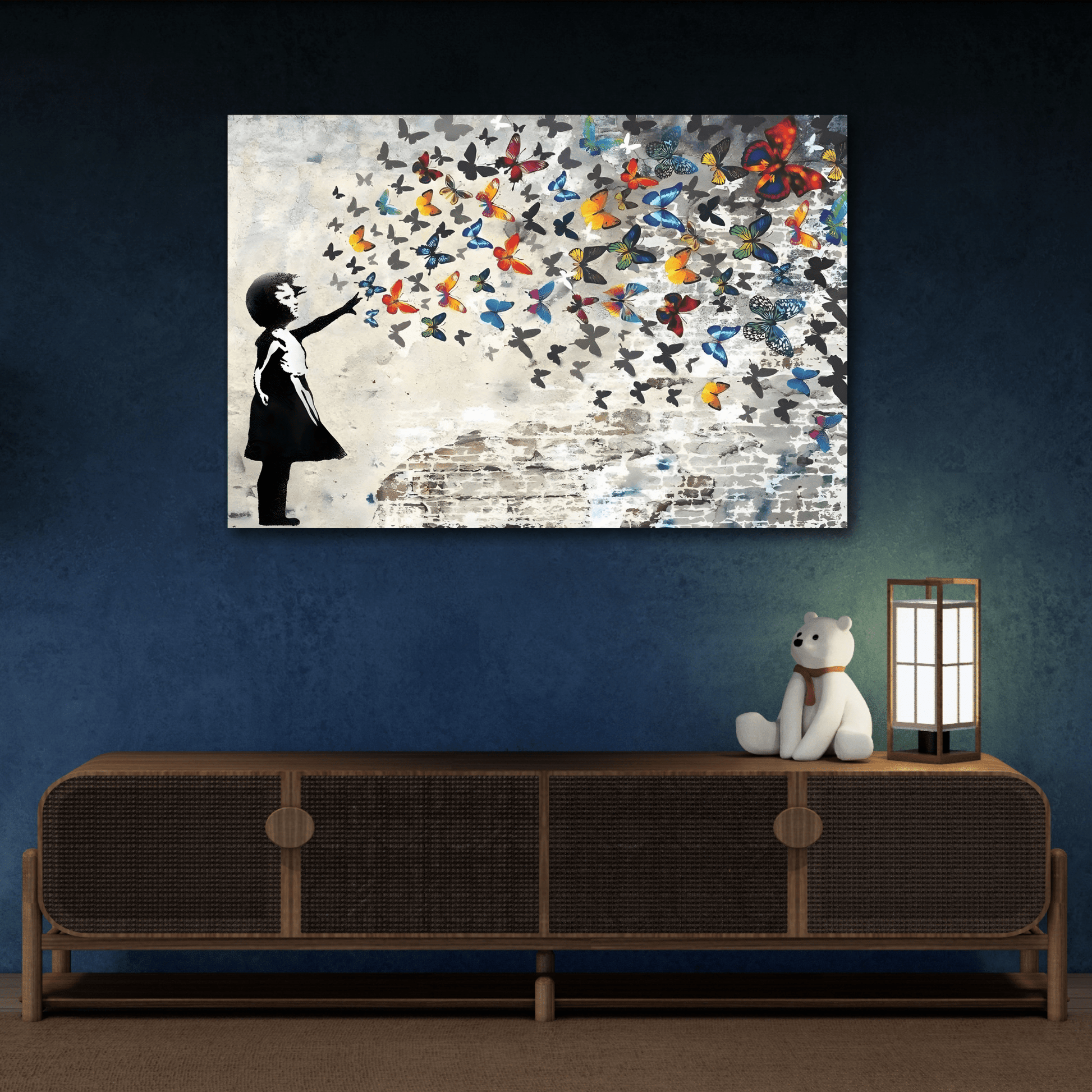 Butterfly Girl Banksy Canvas Wall Art Prints - YesArtYes