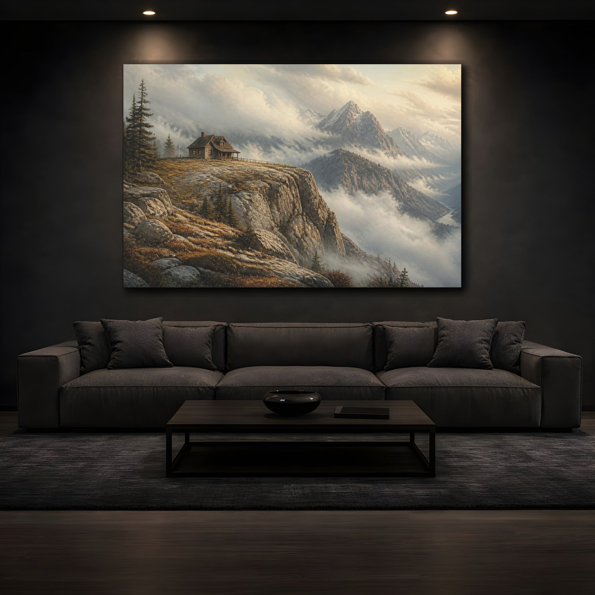 Mockup 3. Cabin On Granite Summit shown as canvas print