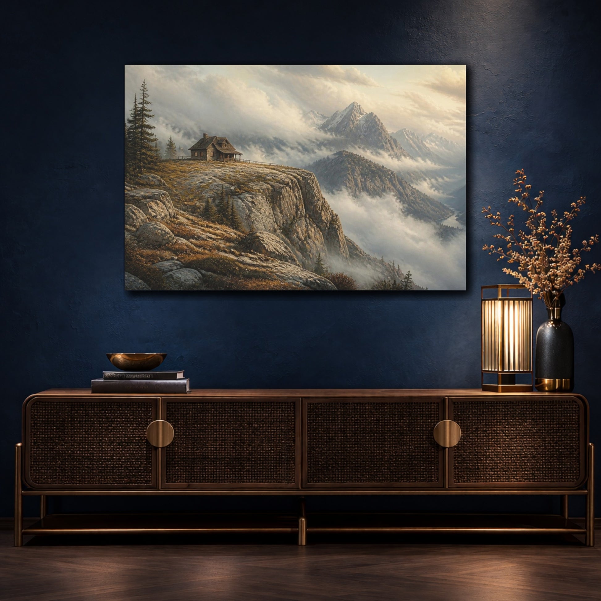 Mockup 4. Cabin On Granite Summit shown as canvas print