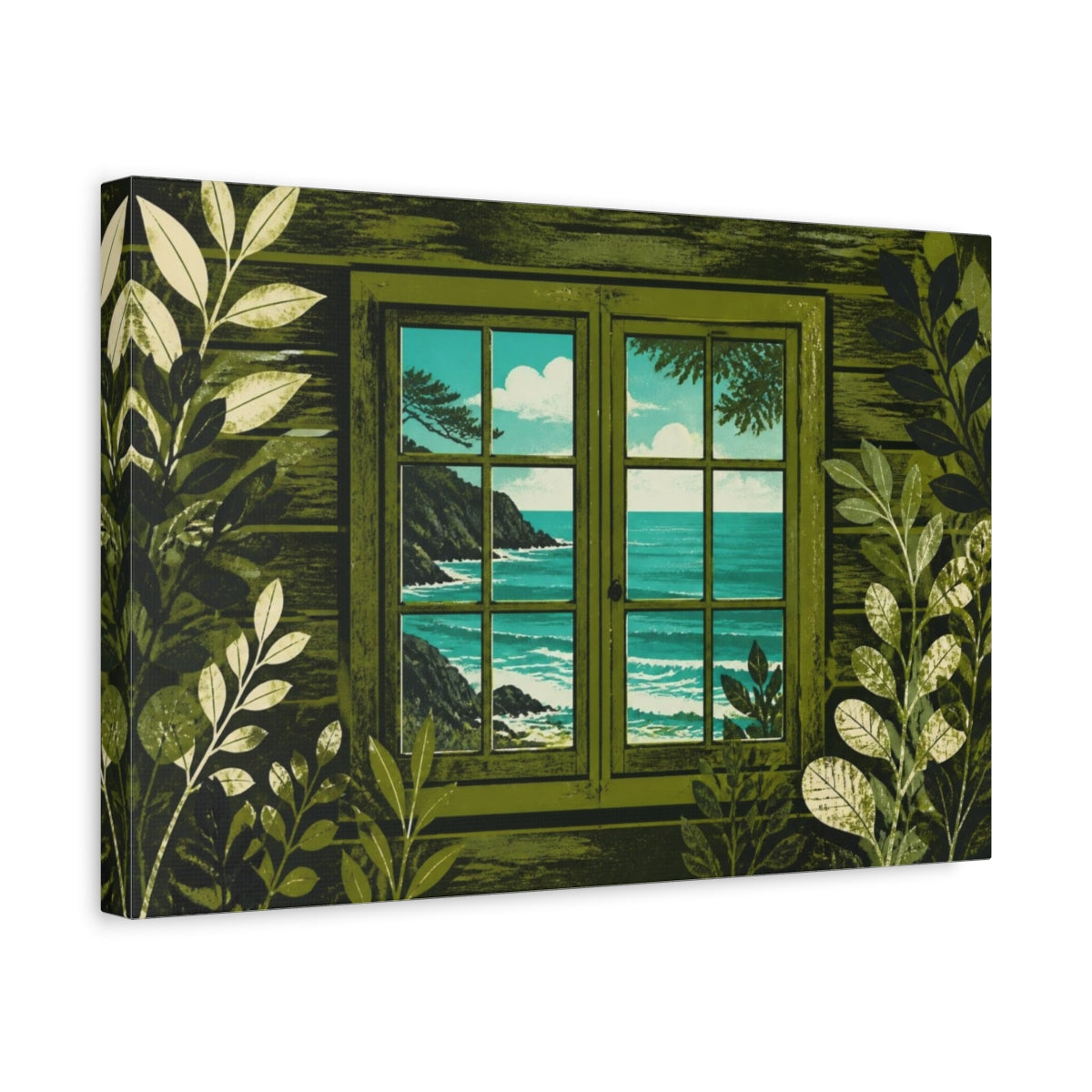 Side Mockup 4. Cabin Window To Sea shown as canvas print