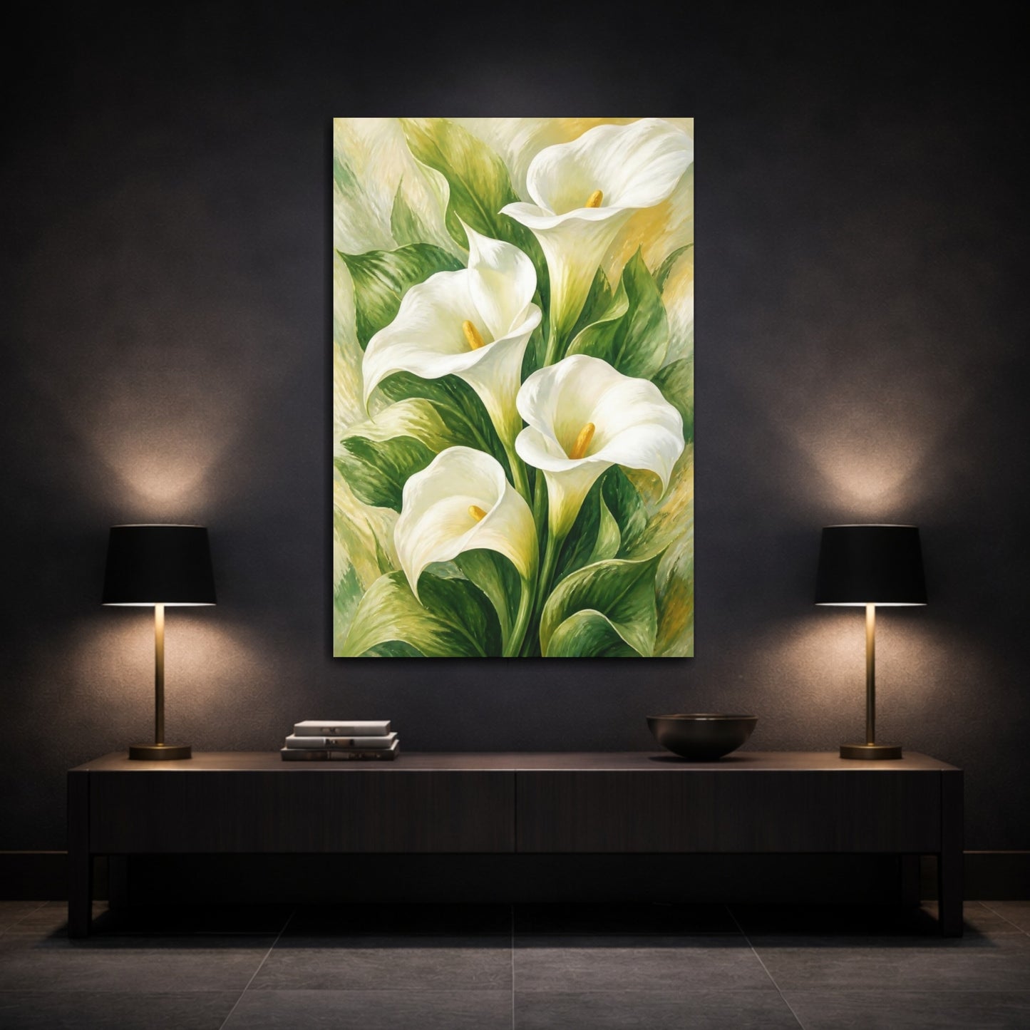 Mockup 3. Calla Lily Floral Elegance shown as canvas print