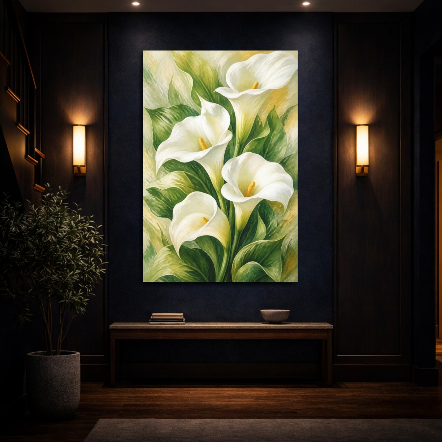 Mockup 4. Calla Lily Floral Elegance shown as canvas print