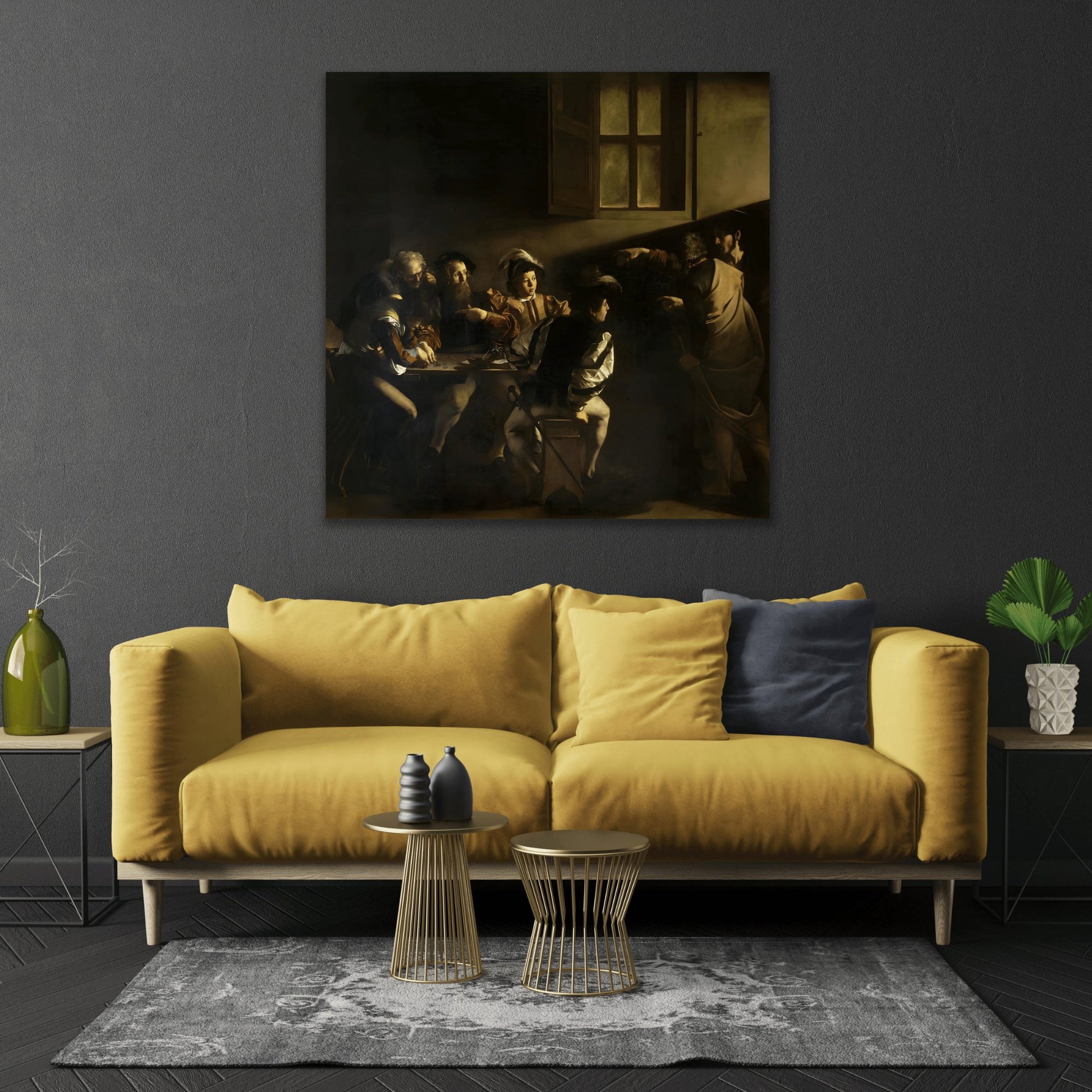 Calling of Saint Matthew Canvas Print - Square Caravaggio Wall Art Prints Reproduction