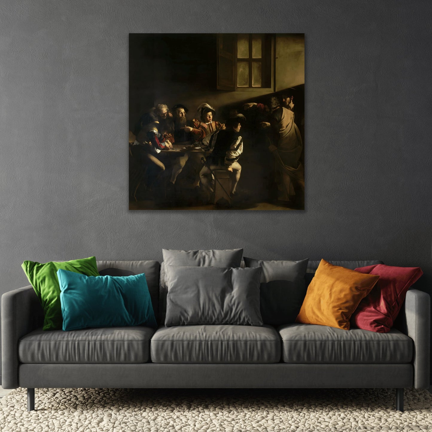 Calling of Saint Matthew Canvas Print - Square Caravaggio Wall Art Prints Reproduction