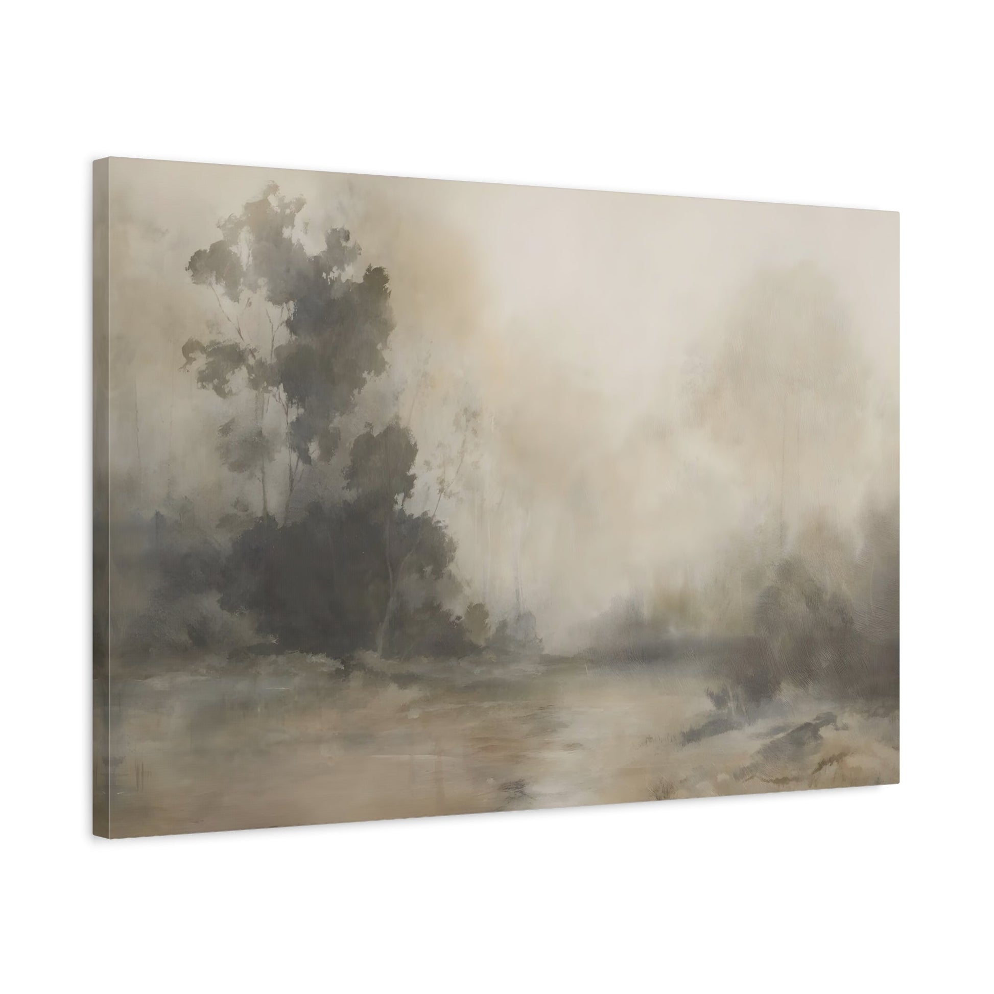 Calming Fog Brown Abstract Landscape Canvas Print - Tranquil Home Decor - YesArtYes