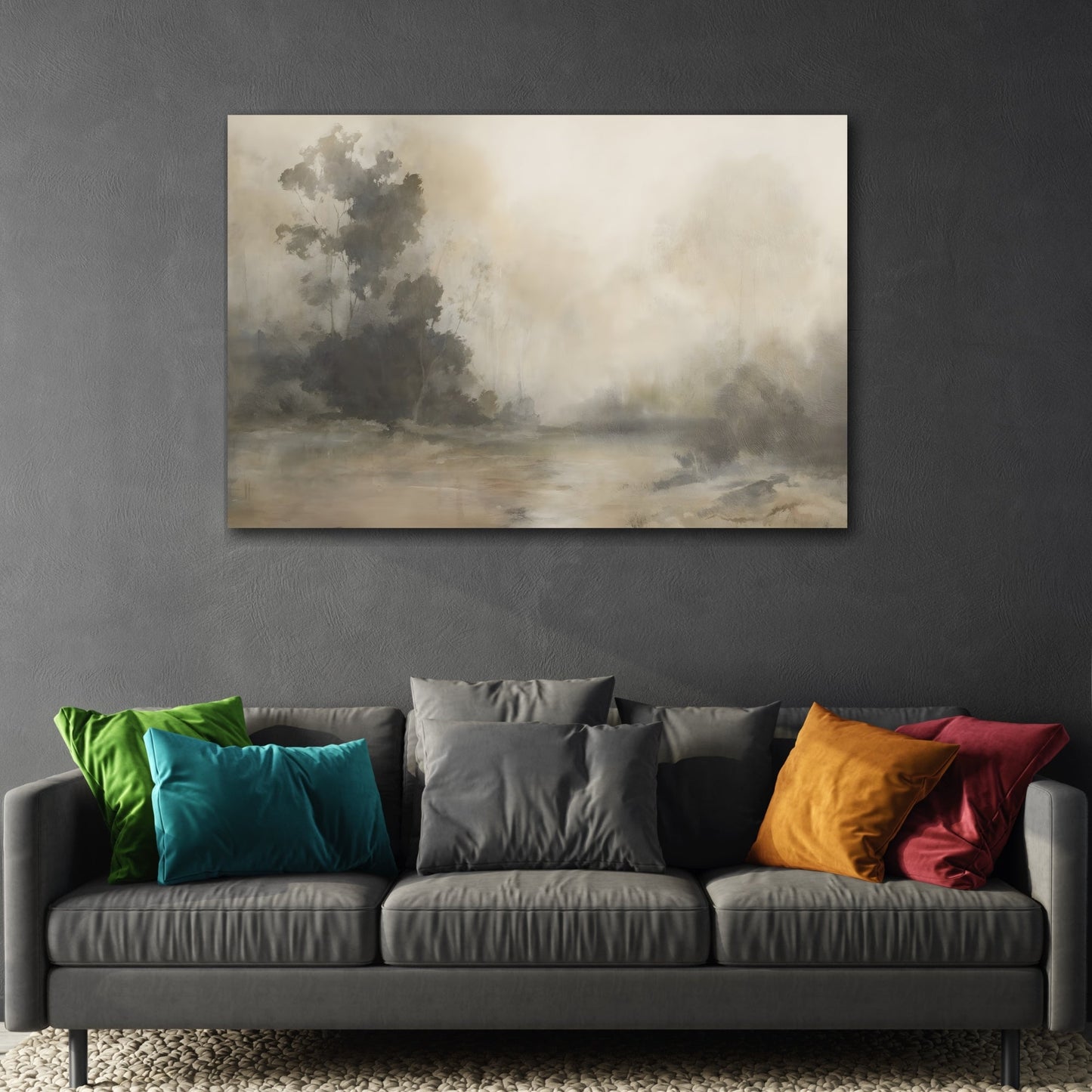 Calming Fog Brown Abstract Landscape Canvas Print - Tranquil Home Decor - YesArtYes