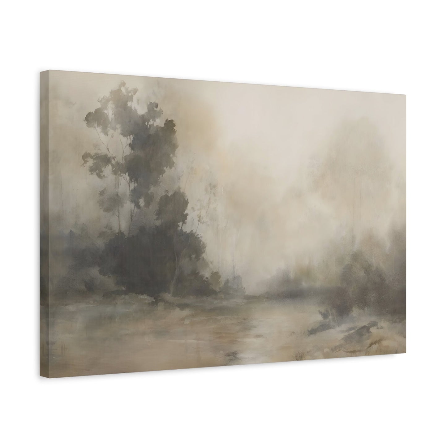 Calming Fog Brown Abstract Landscape Canvas Print - Tranquil Home Decor - YesArtYes