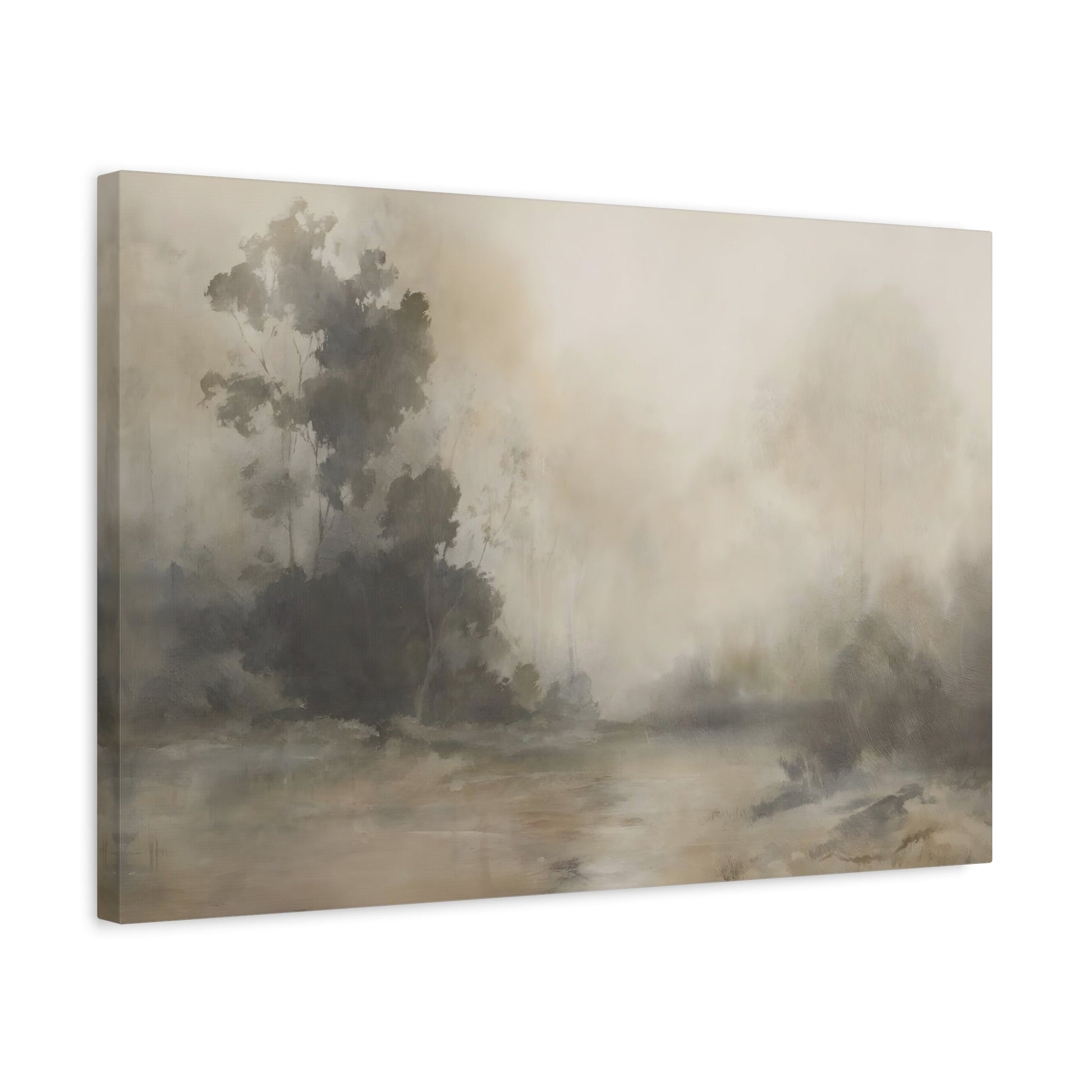 Calming Fog Brown Abstract Landscape Canvas Print - Tranquil Home Decor - YesArtYes