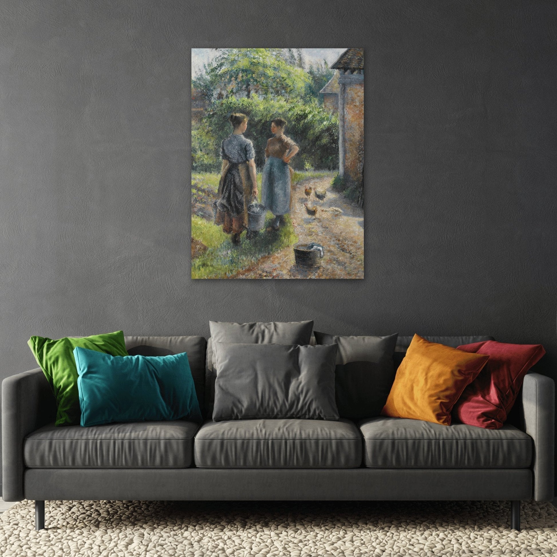 Camille Pissarro Peasant Women Chatting Painting - Wall Art Canvas Artwork Print