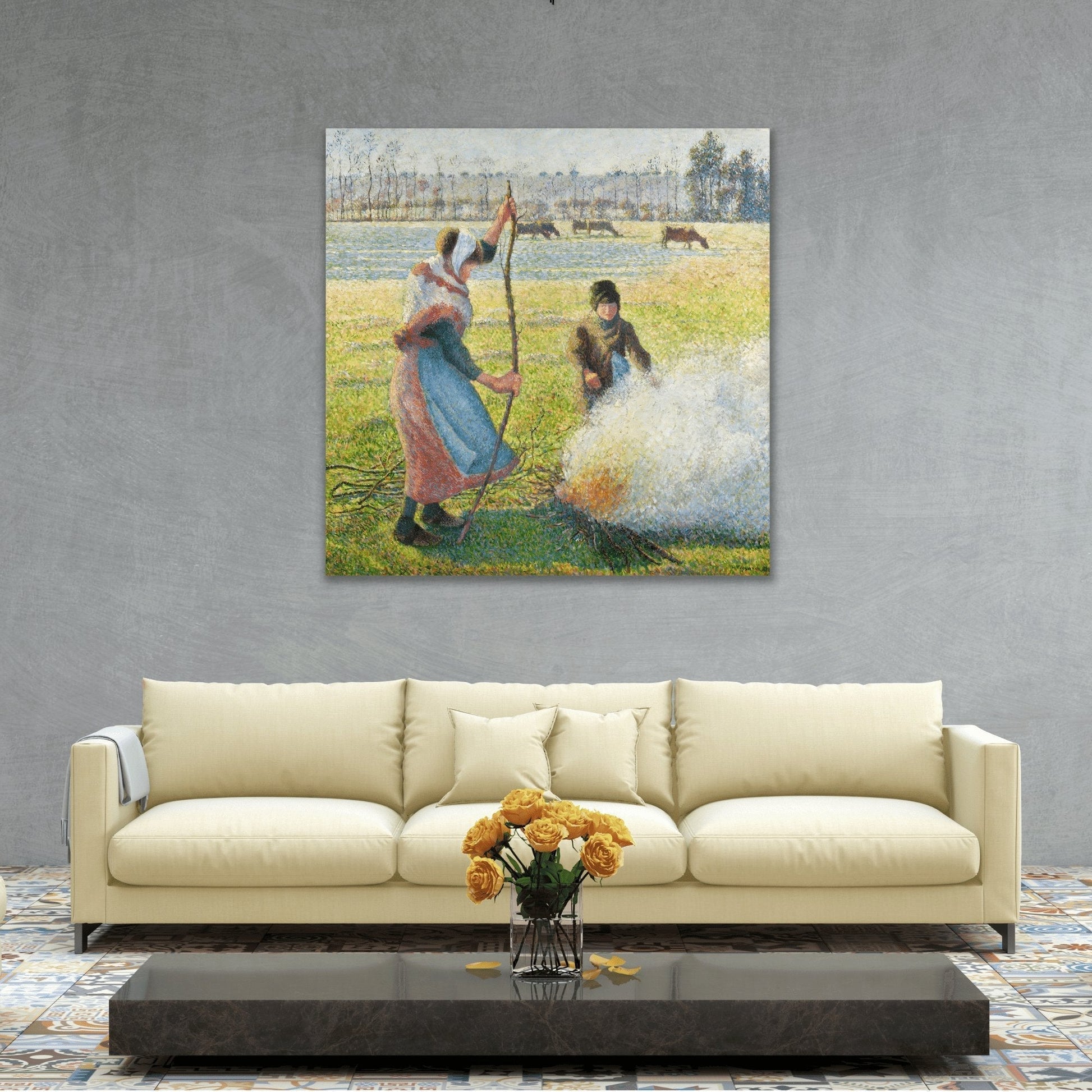 Camille Pissarro White Jelly Young Peasant - Square Canvas Wall Art Print