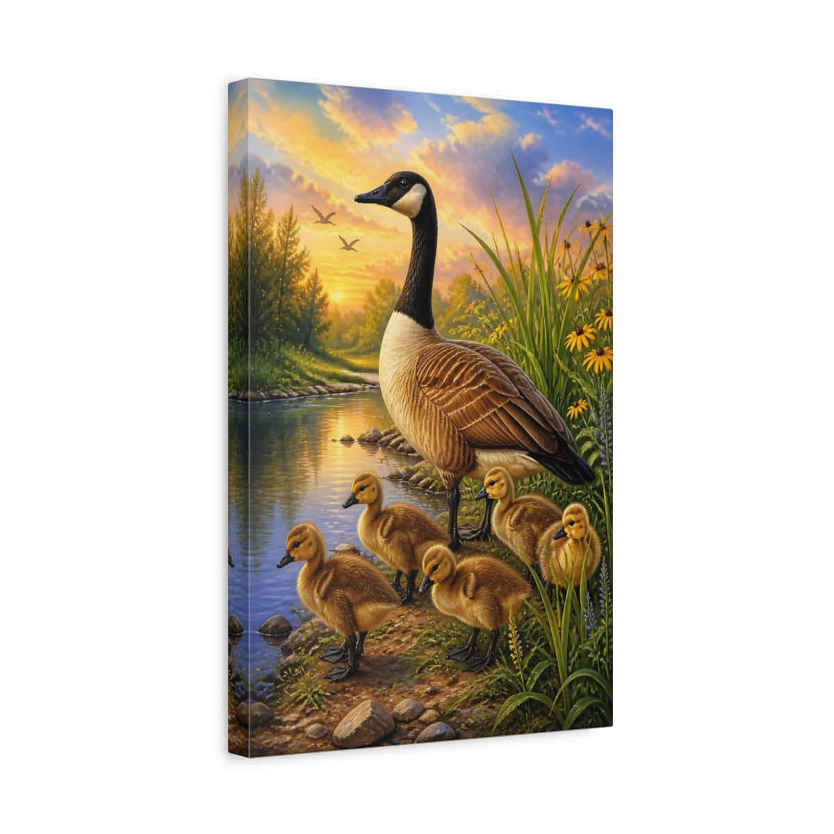 Side Mockup 4. Canada Goose Family Animals shown as canvas print