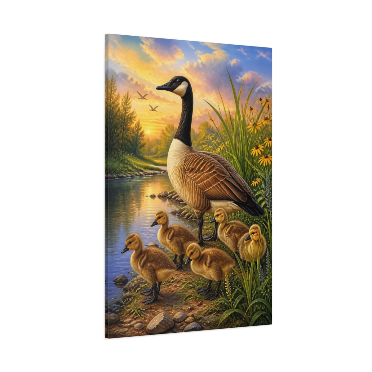 Side Mockup 1. Canada Goose Family Animals shown as canvas print