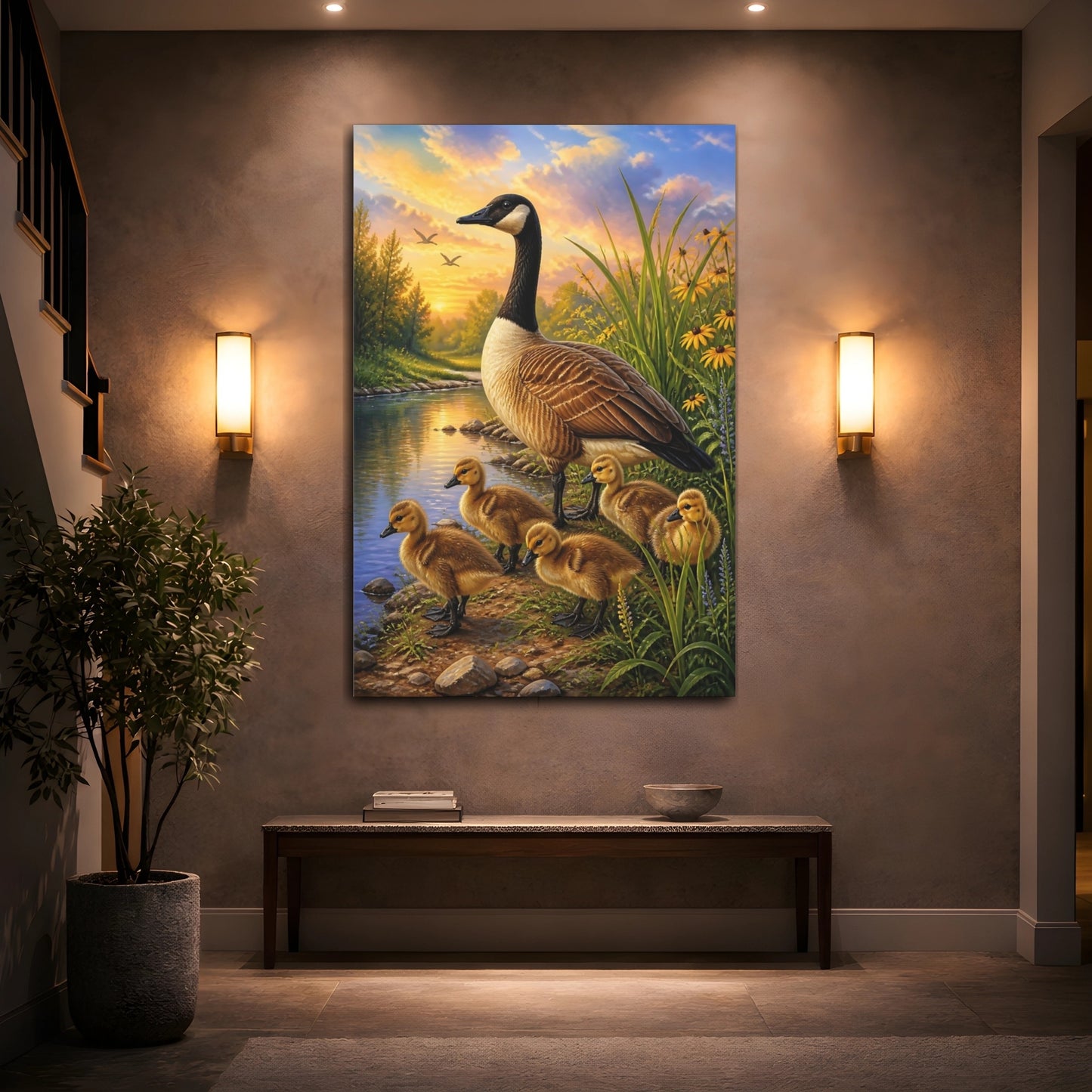 Mockup 2. Canada Goose Family Animals shown as canvas print