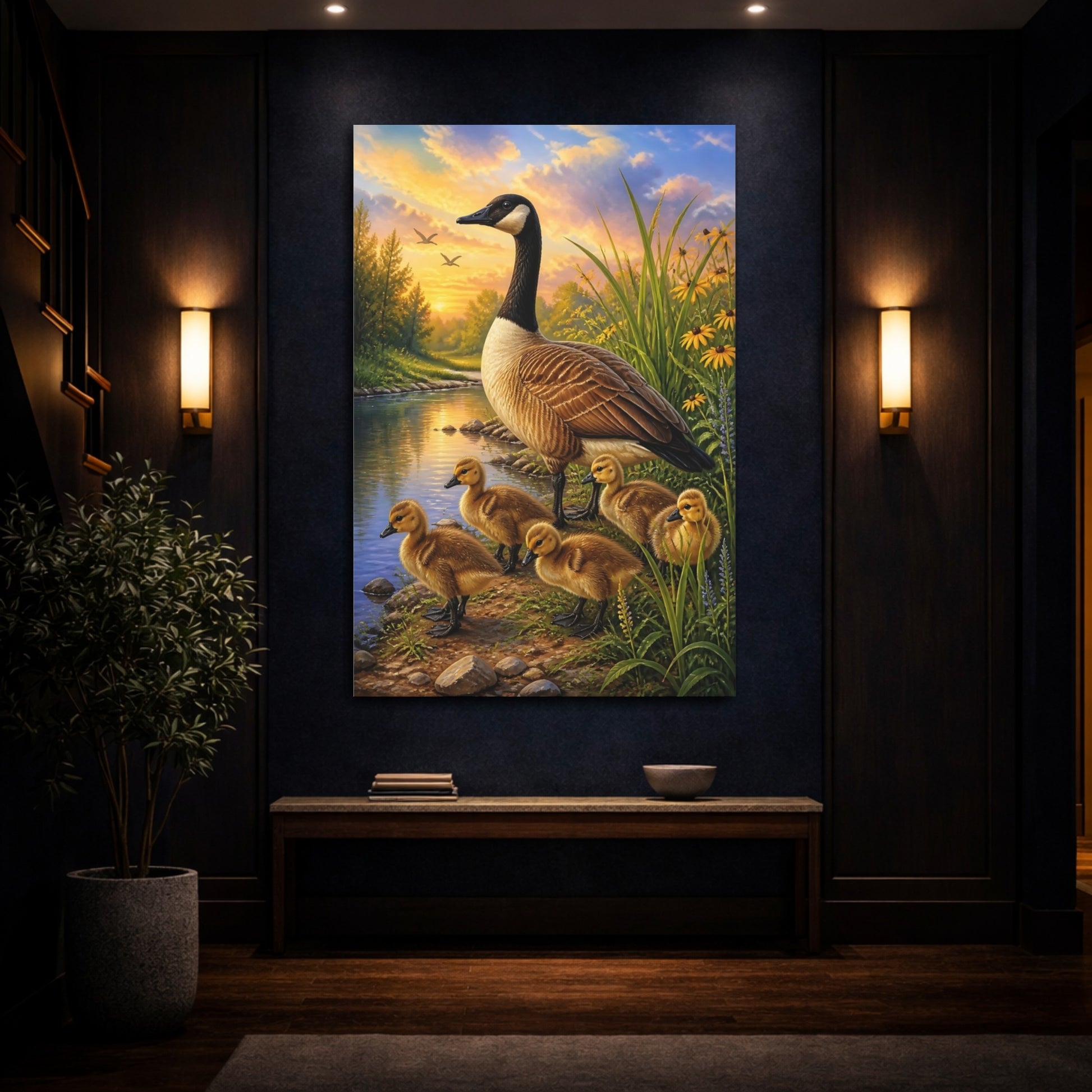 Mockup 4. Canada Goose Family Animals shown as canvas print