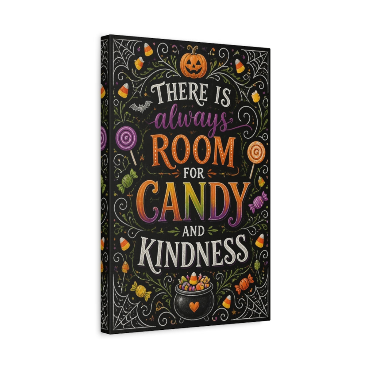 Side Mockup 4. Candy Quotes Chalkboard shown as canvas print