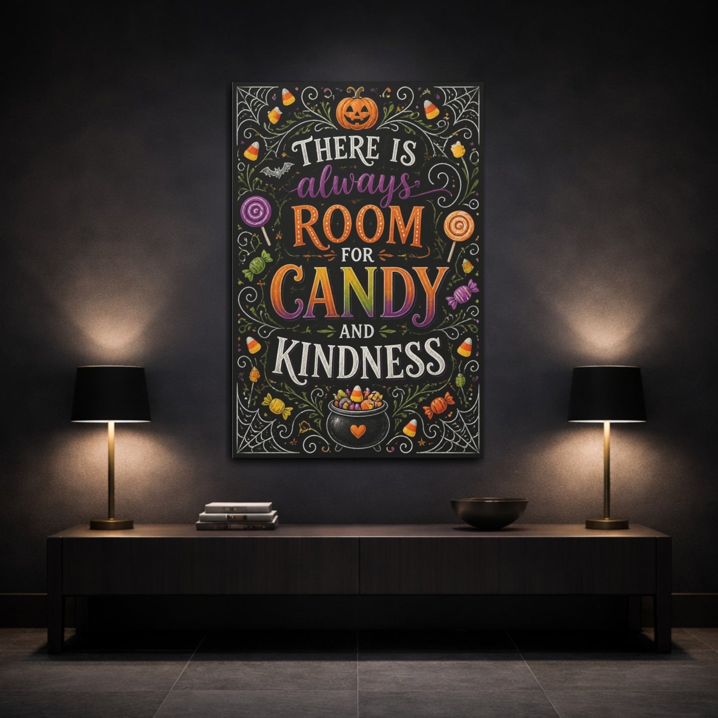 Mockup 3. Candy Quotes Chalkboard shown as canvas print