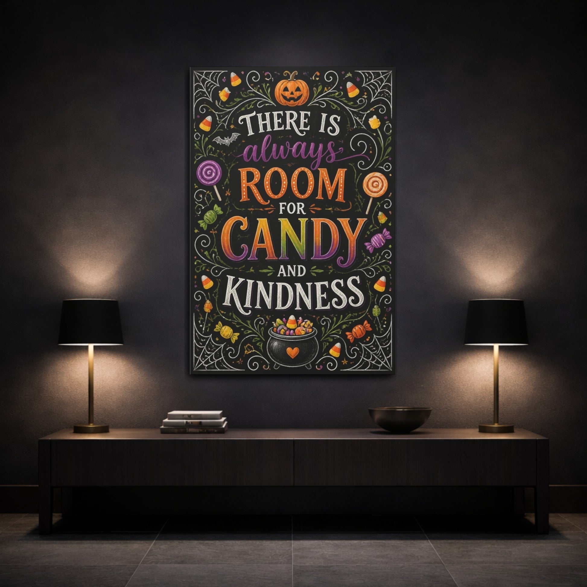 Mockup 3. Candy Quotes Chalkboard shown as canvas print