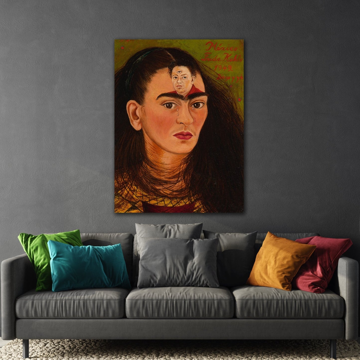 Canvas Print Diego y yo - Framed Stretched Frida Kahlo Wall Art Painting Reproduction