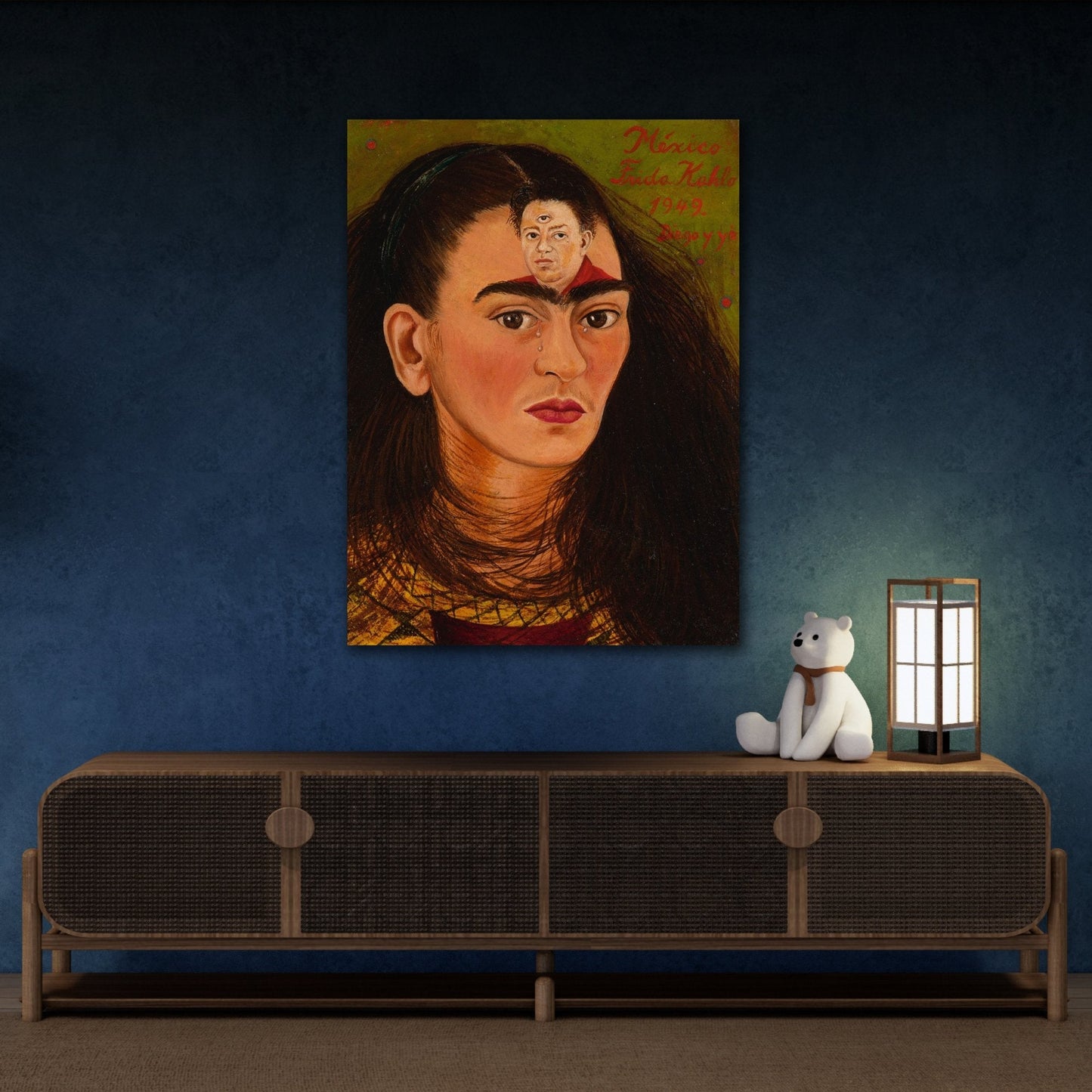 Canvas Print Diego y yo - Framed Stretched Frida Kahlo Wall Art Painting Reproduction