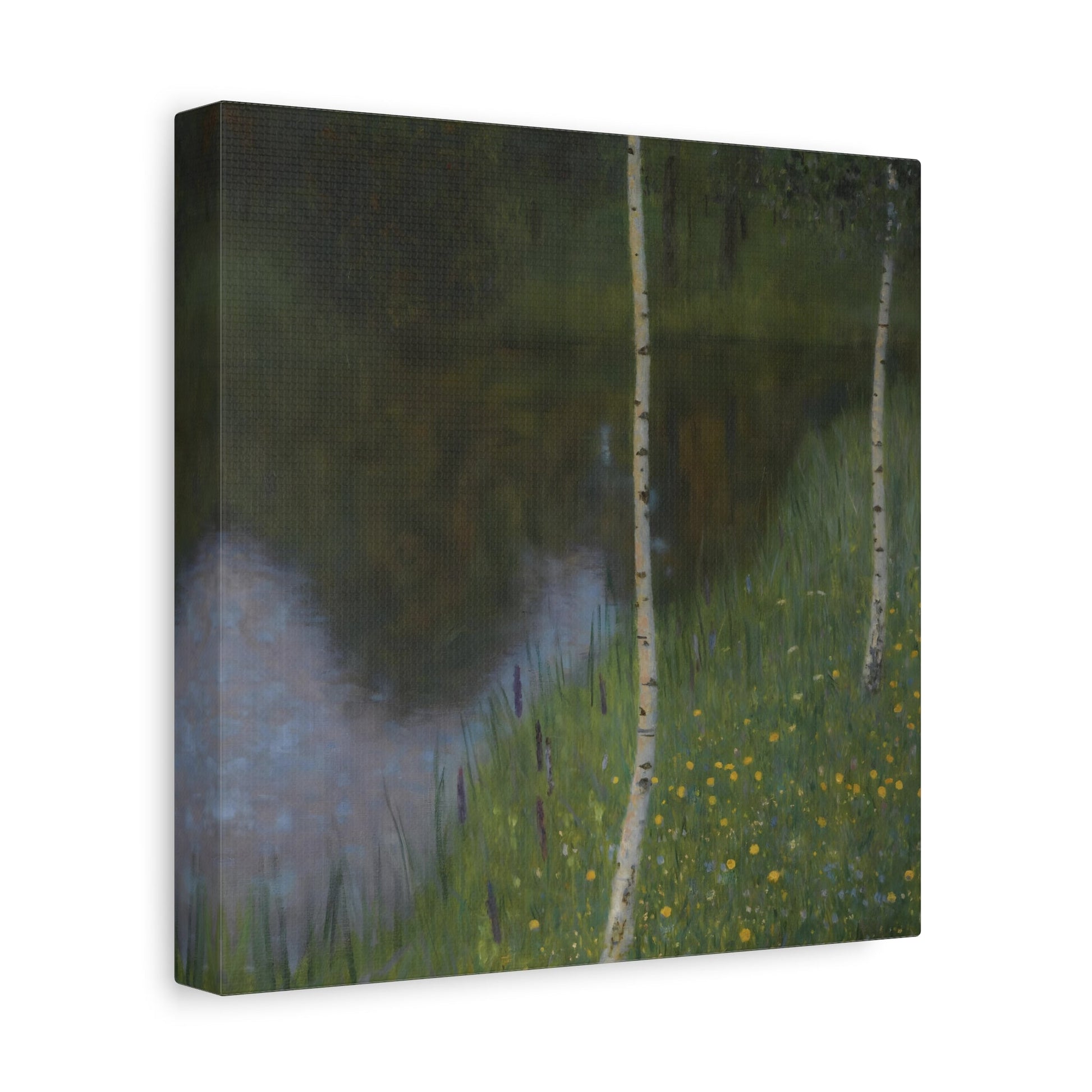 Canvas Print Lakeshore with Birches - Famous Square Klimt Wall Art Prints