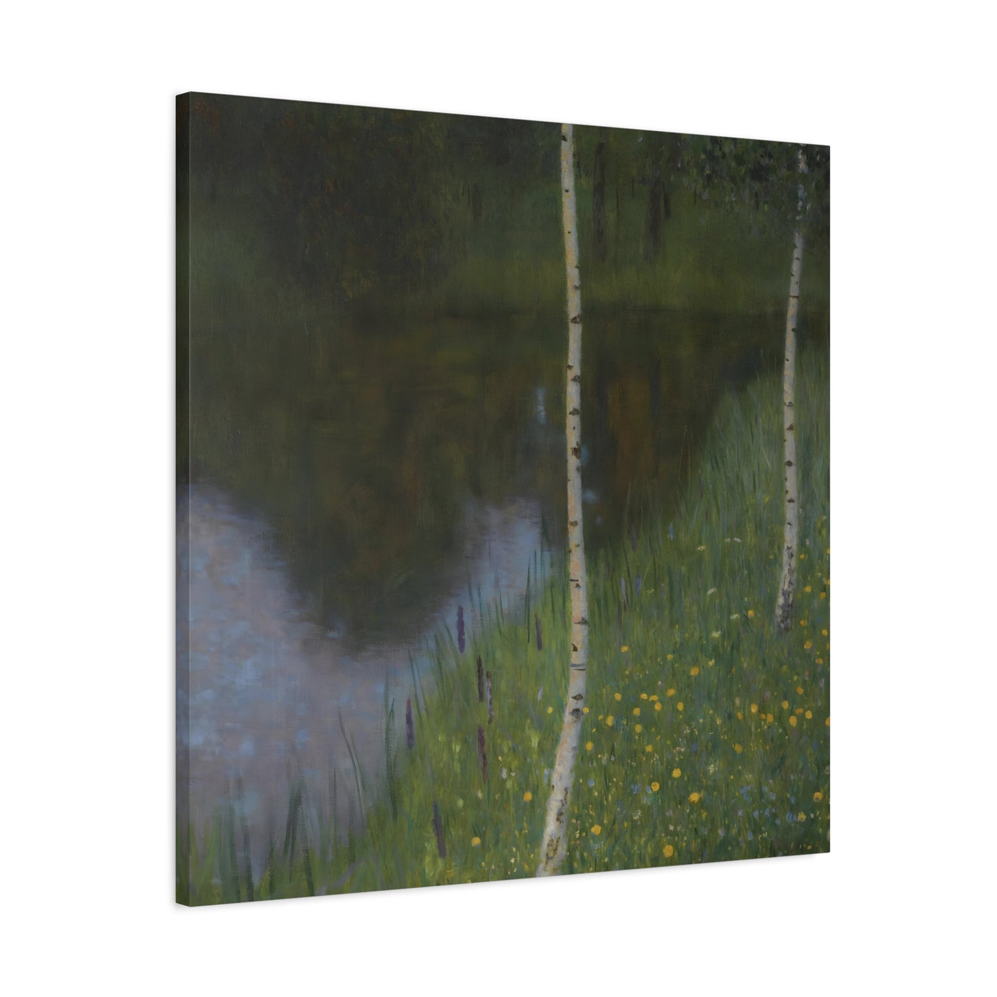 Canvas Print Lakeshore with Birches - Famous Square Klimt Wall Art Prints