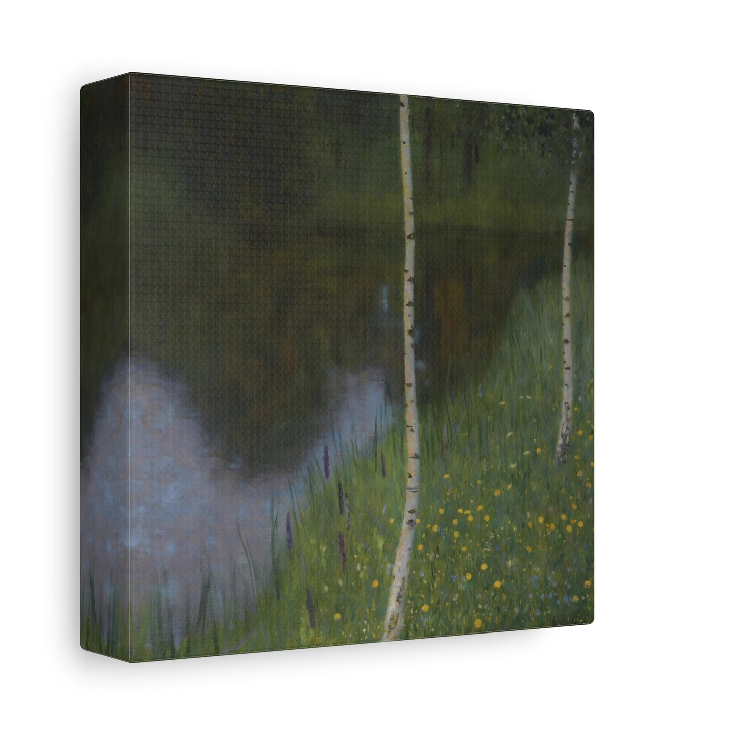 Canvas Print Lakeshore with Birches - Famous Square Klimt Wall Art Prints