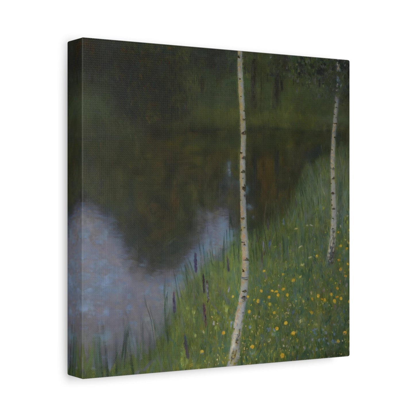 Canvas Print Lakeshore with Birches - Famous Square Klimt Wall Art Prints