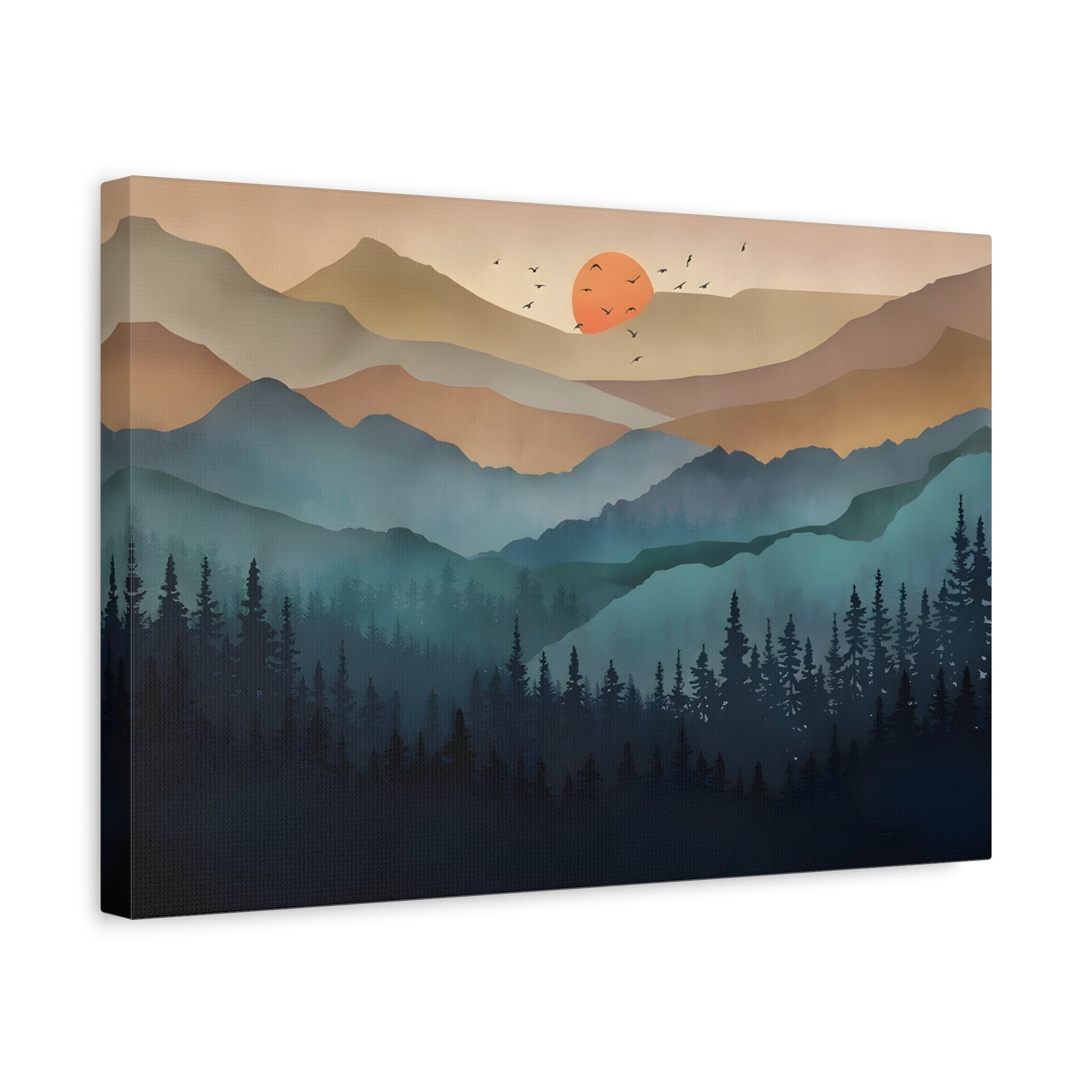 Canvas Wall Art Abstract Mountain Boho Nature Print Mid Century Modern Decor - YesArtYes