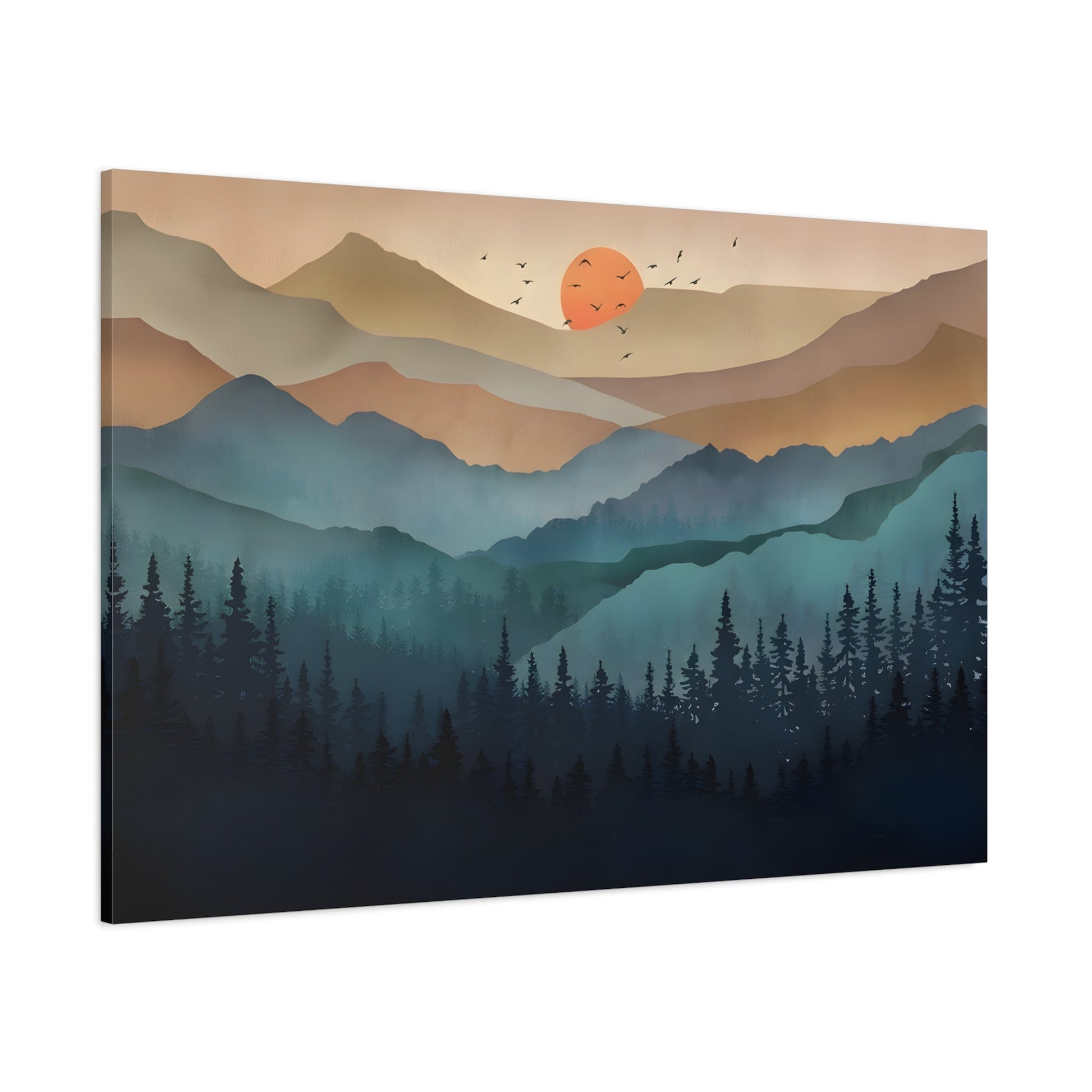 Canvas Wall Art Abstract Mountain Boho Nature Print Mid Century Modern Decor - YesArtYes