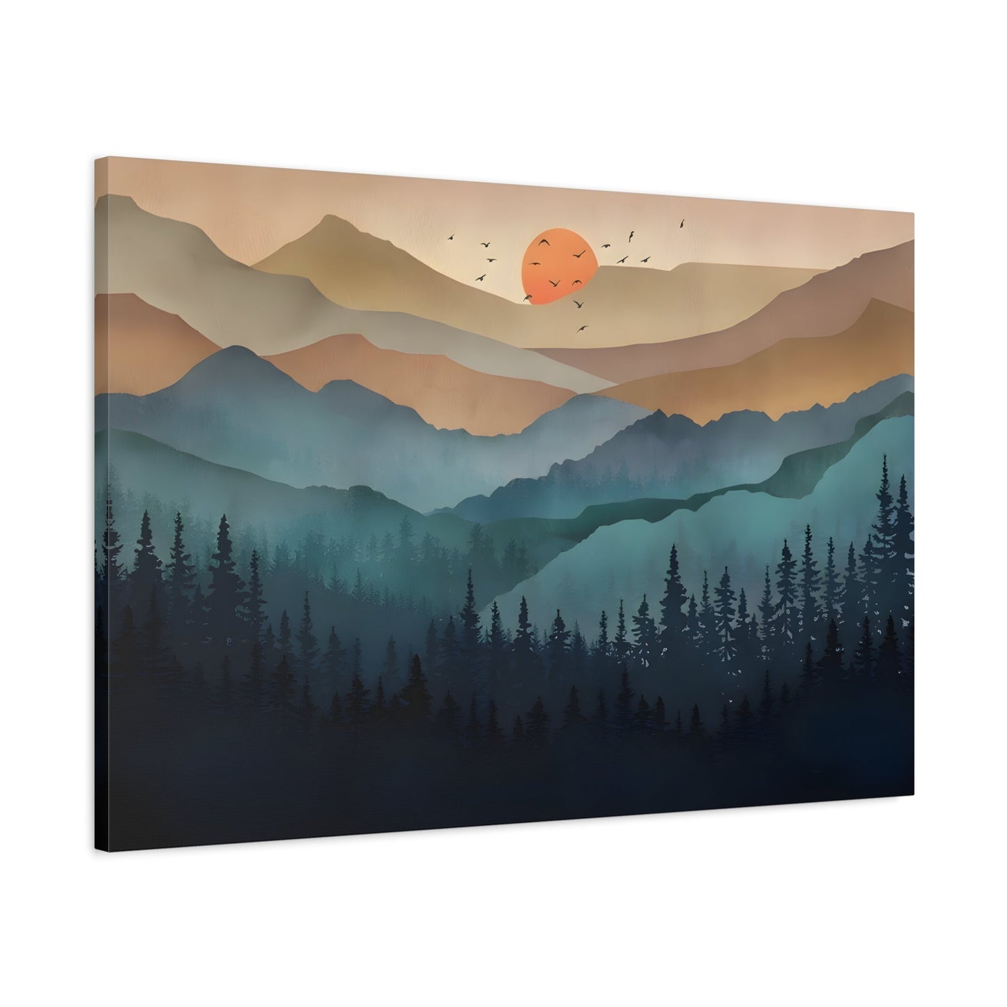 Canvas Wall Art Abstract Mountain Boho Nature Print Mid Century Modern Decor - YesArtYes