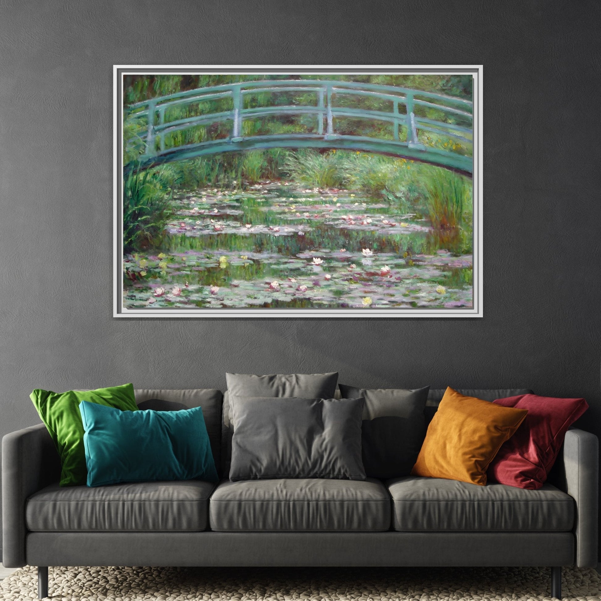 Canvas Wall Art Monet Print - Water Lilies Japanese Bridge