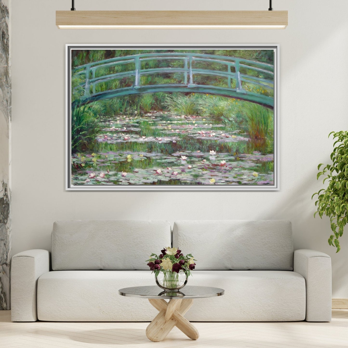 Canvas Wall Art Monet Print - Water Lilies Japanese Bridge