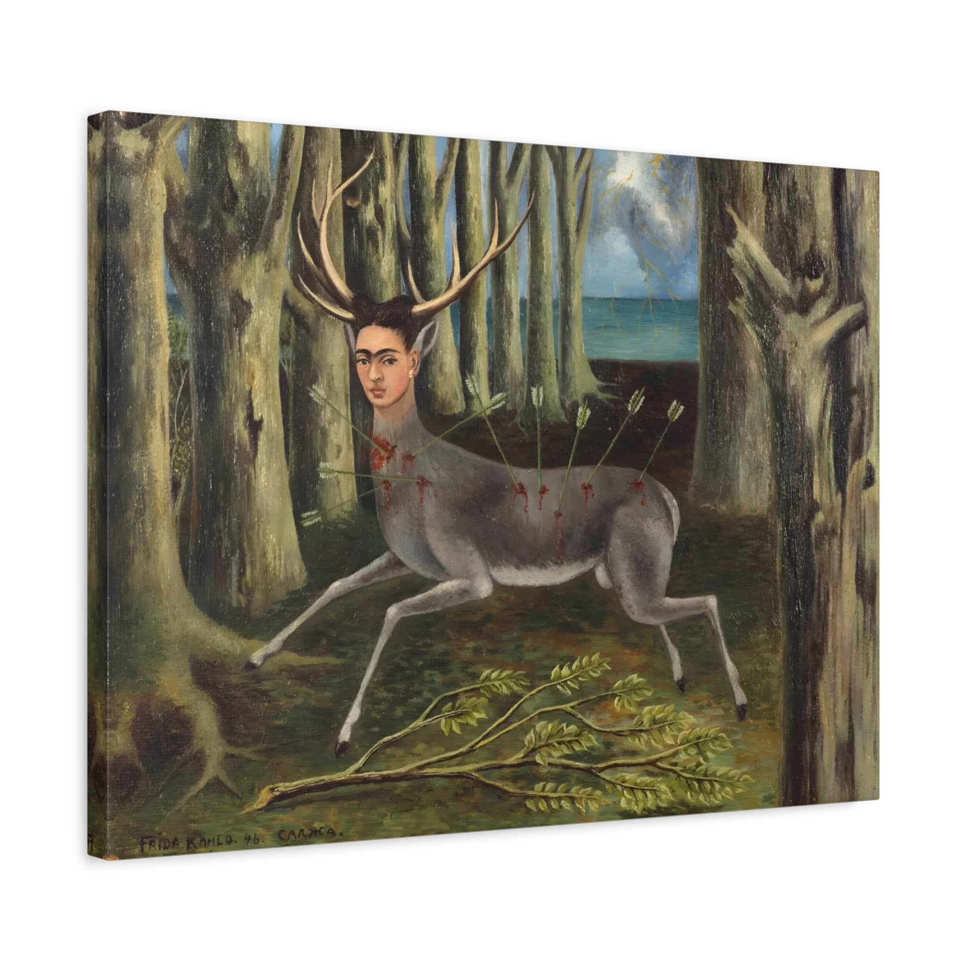 Canvas Wall Art Print - Frida Kahlo Wounded Deer Painting