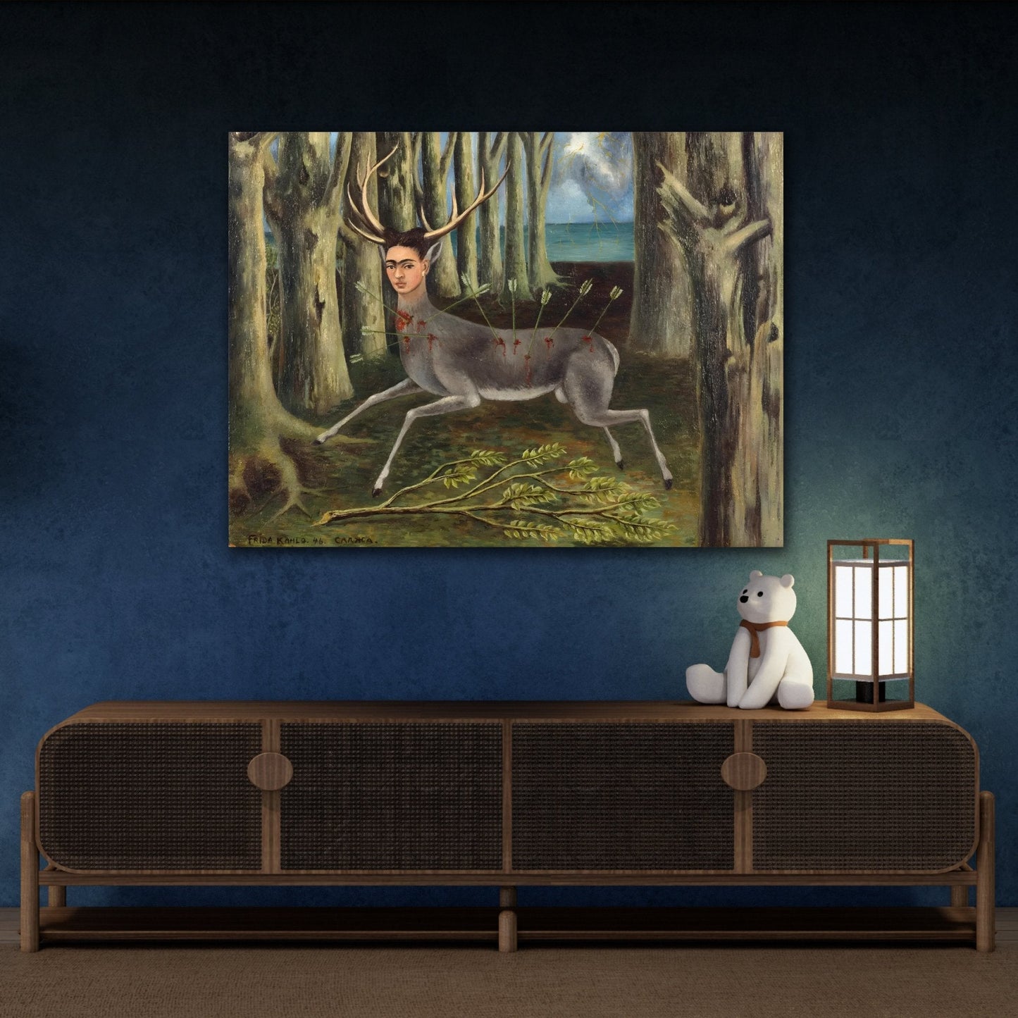 Canvas Wall Art Print - Frida Kahlo Wounded Deer Painting