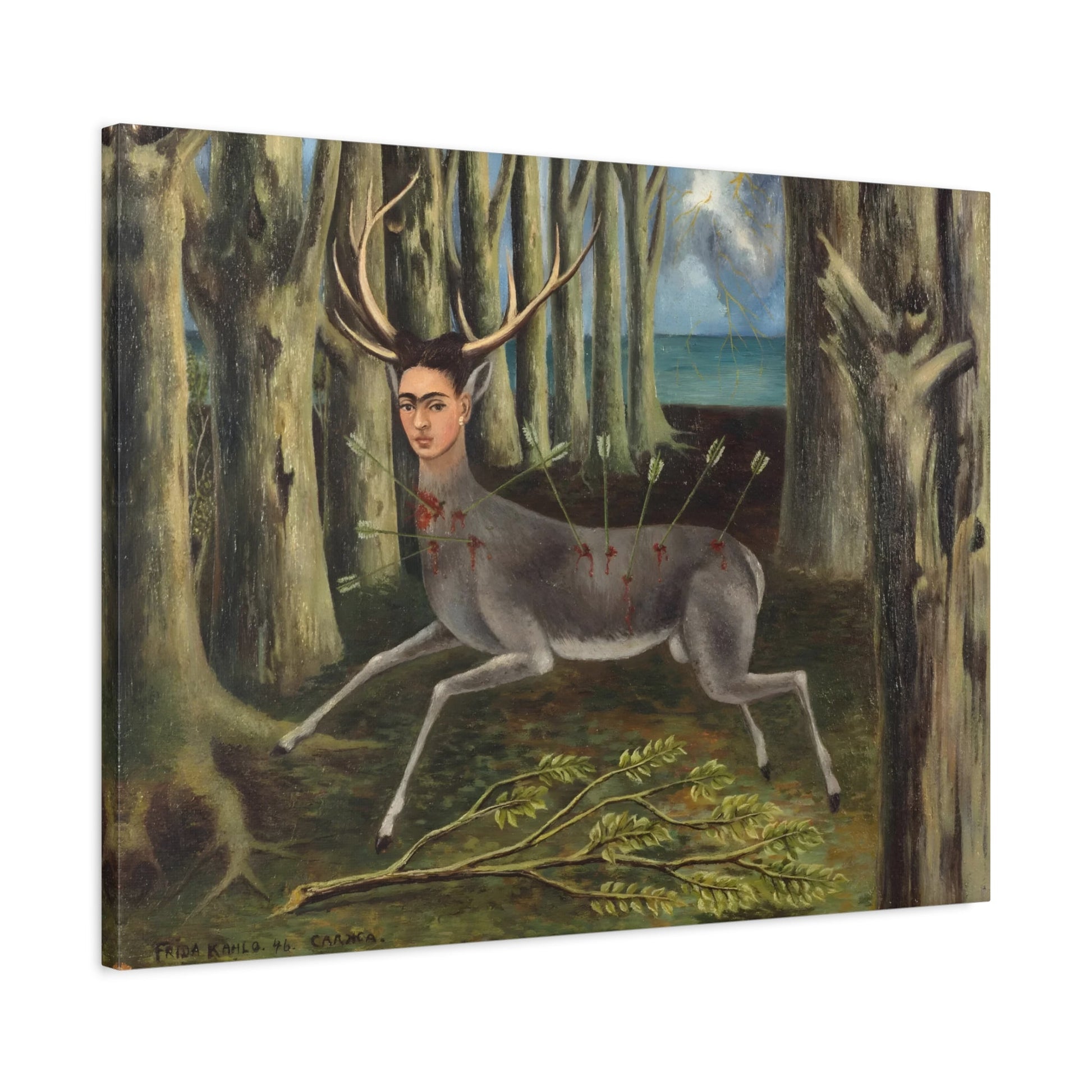 Canvas Wall Art Print - Frida Kahlo Wounded Deer Painting