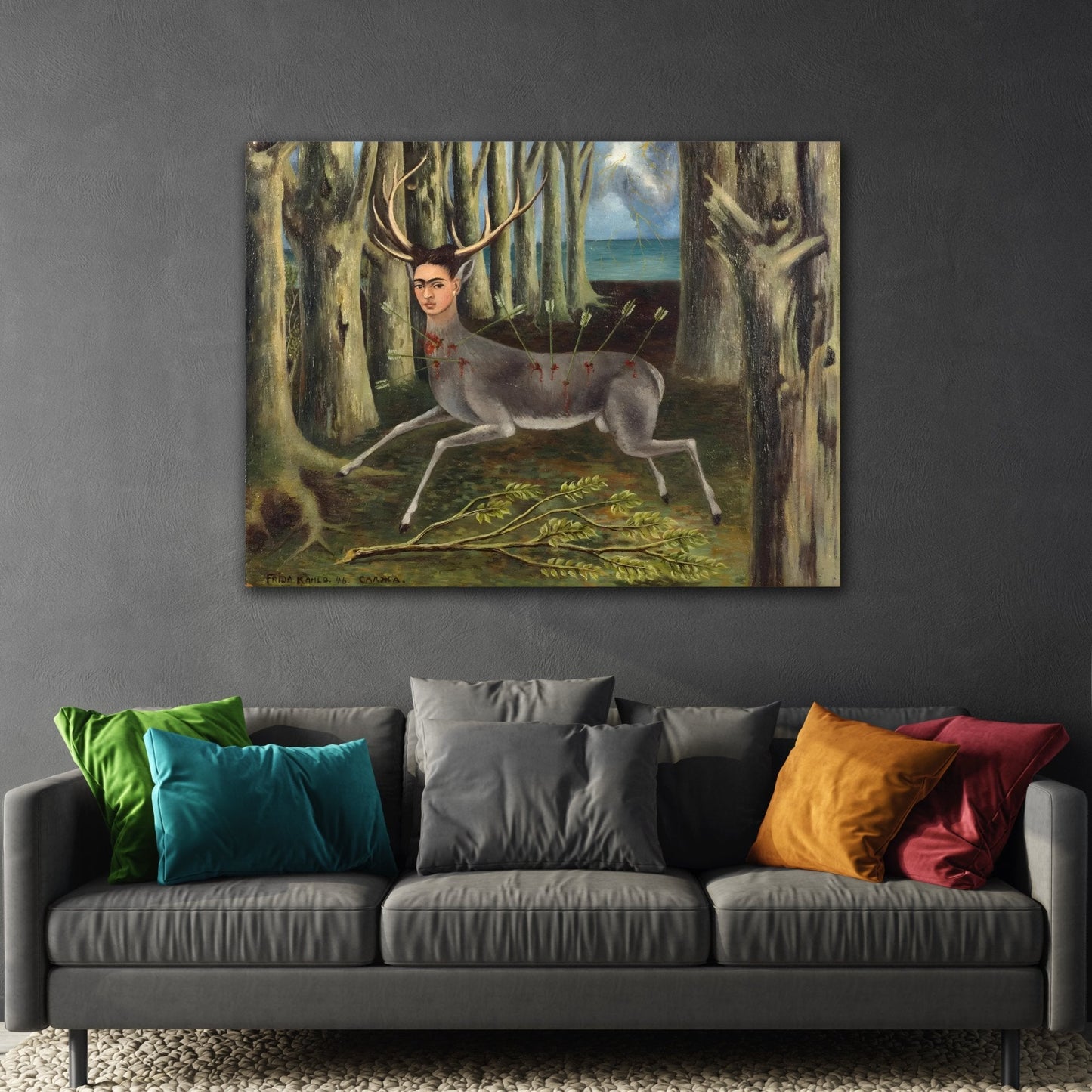 Canvas Wall Art Print - Frida Kahlo Wounded Deer Painting