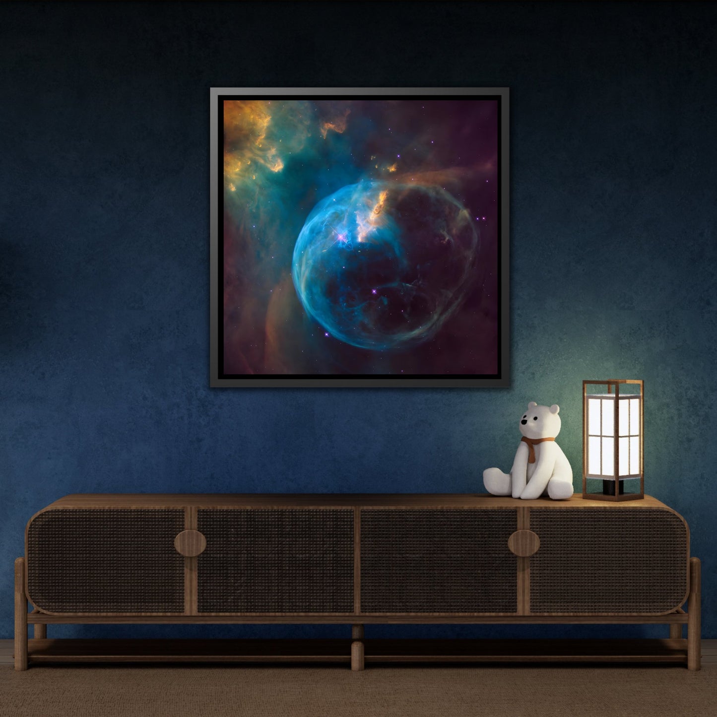 Canvas Wall Art Print in Exclusive Frame - NASA Hubble Telescope Captures Stellar Spectacle a Star ‘Inflating’ a Giant Bubble