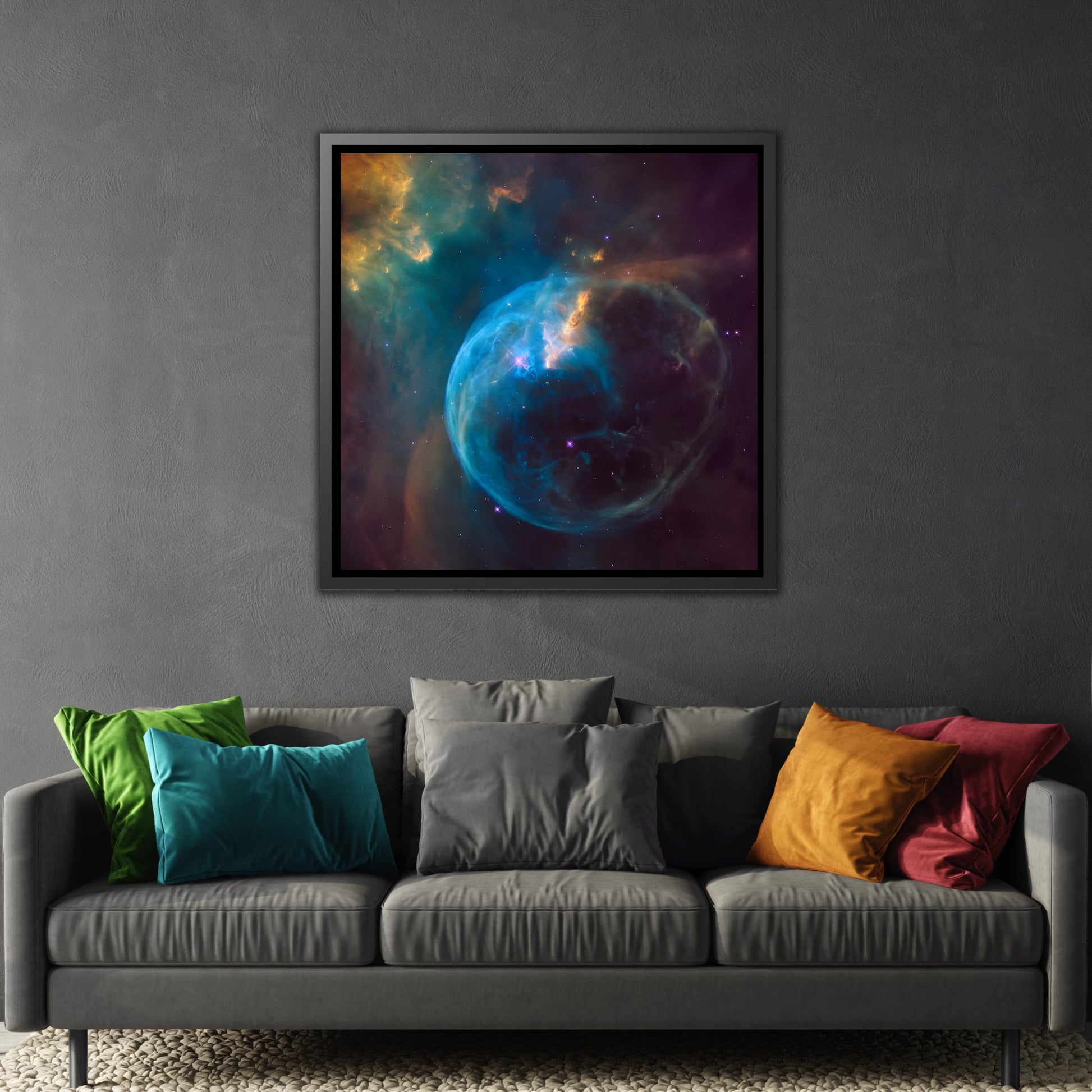 Canvas Wall Art Print in Exclusive Frame - NASA Hubble Telescope Captures Stellar Spectacle a Star ‘Inflating’ a Giant Bubble