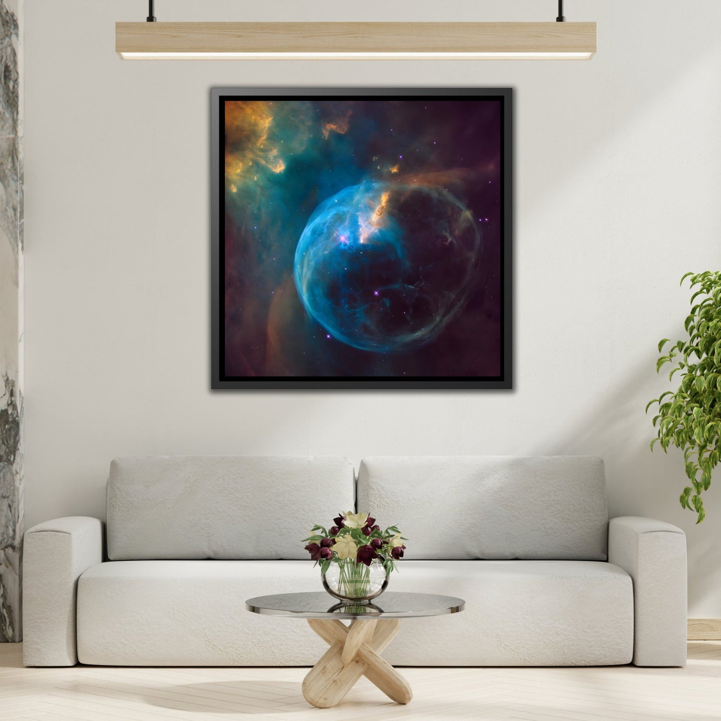 Canvas Wall Art Print in Exclusive Frame - NASA Hubble Telescope Captures Stellar Spectacle a Star ‘Inflating’ a Giant Bubble