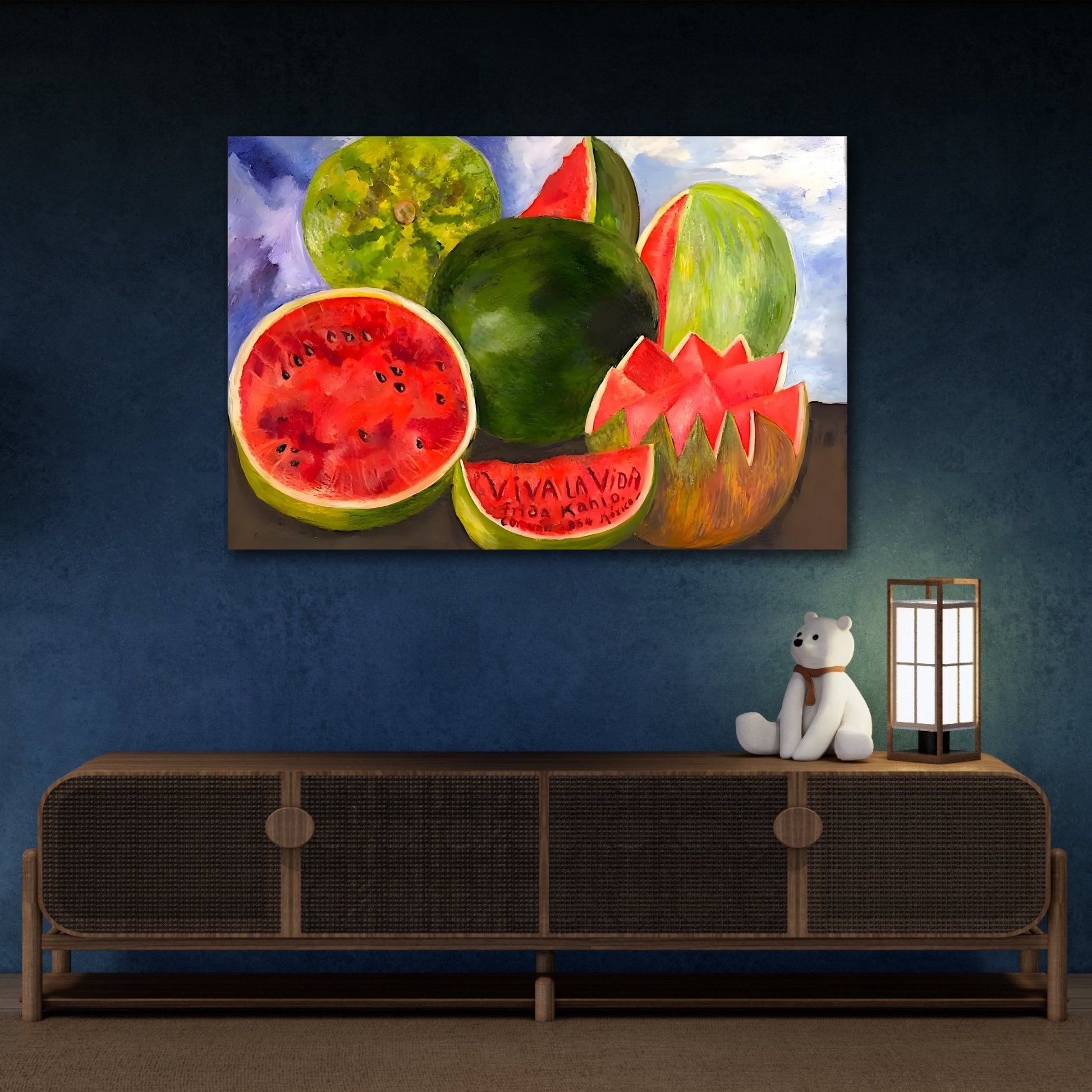 Canvas Wall Art Print Viva la Vida - Famous Kahlo Fruits