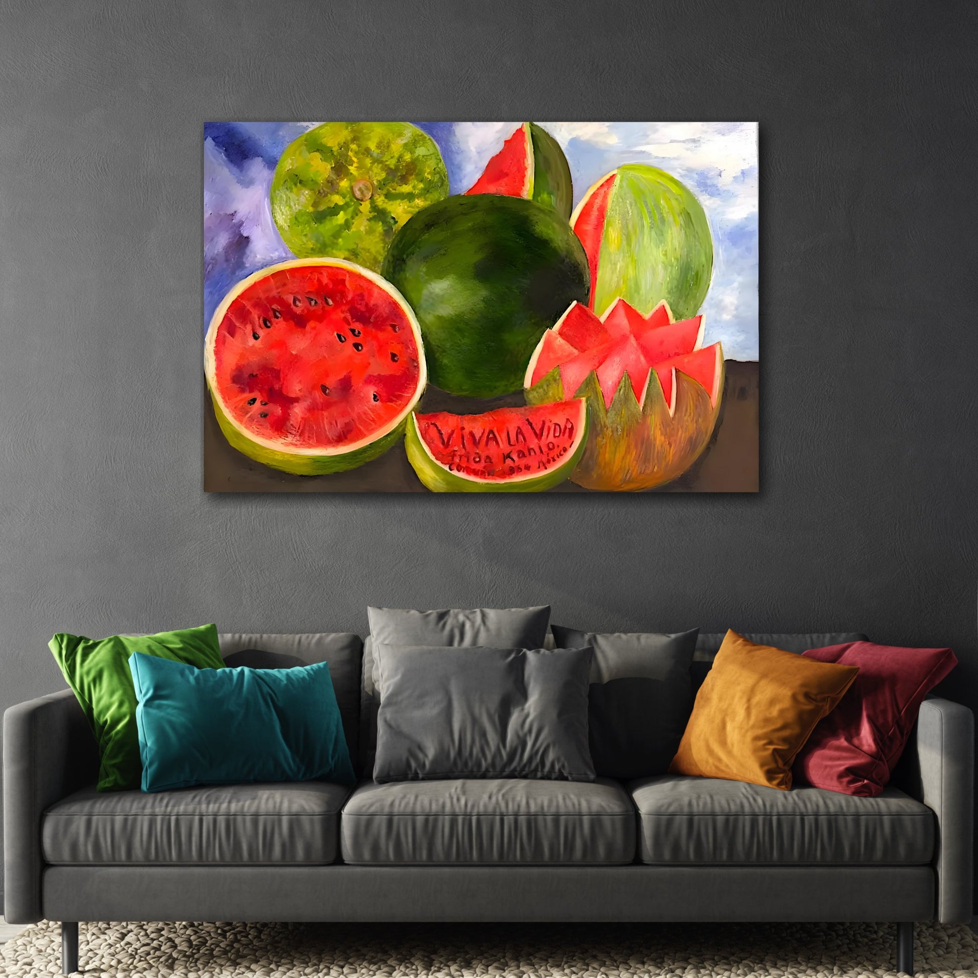 Canvas Wall Art Print Viva la Vida - Famous Kahlo Fruits