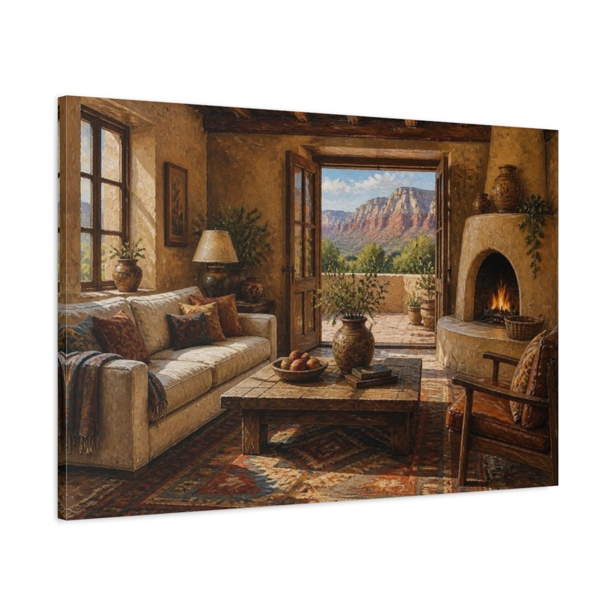 Main Mockup. Canyon View Living Room shown as canvas print