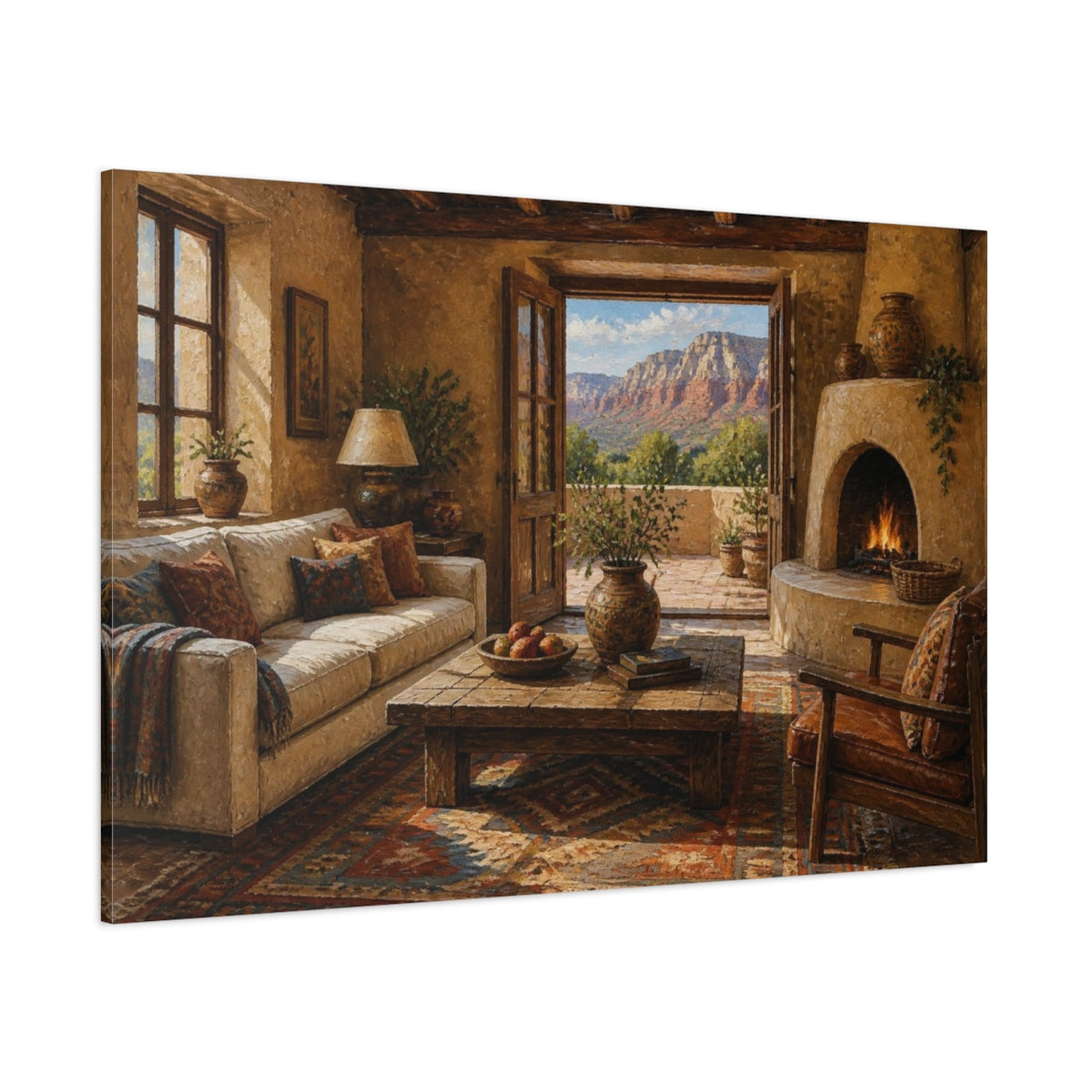 Side Mockup 1. Canyon View Living Room shown as canvas print