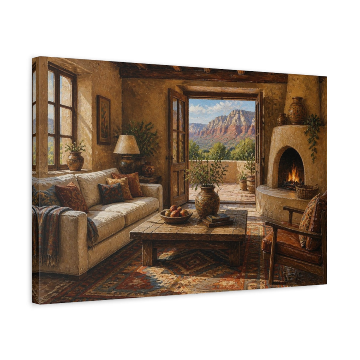 Side Mockup 3. Canyon View Living Room shown as canvas print