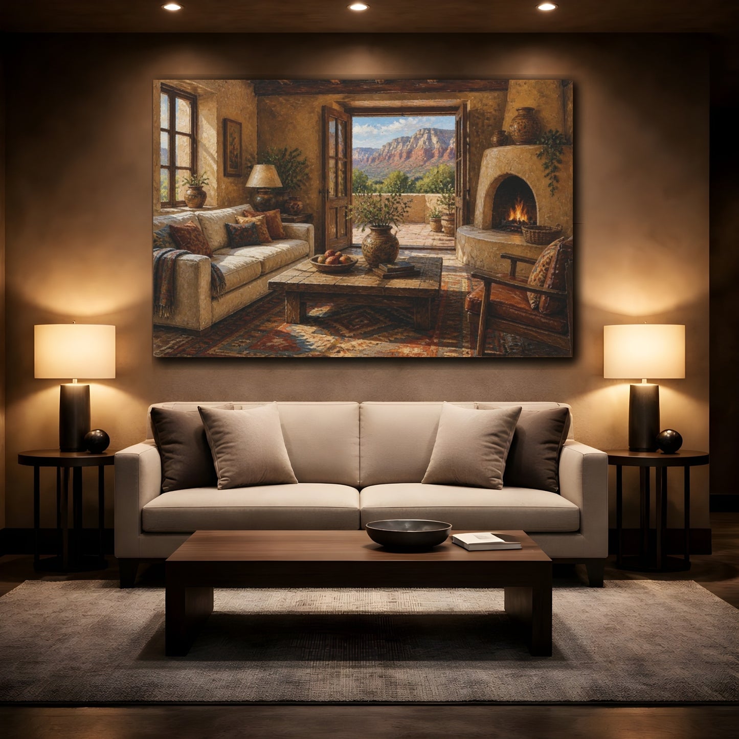 Mockup 2. Canyon View Living Room shown as canvas print