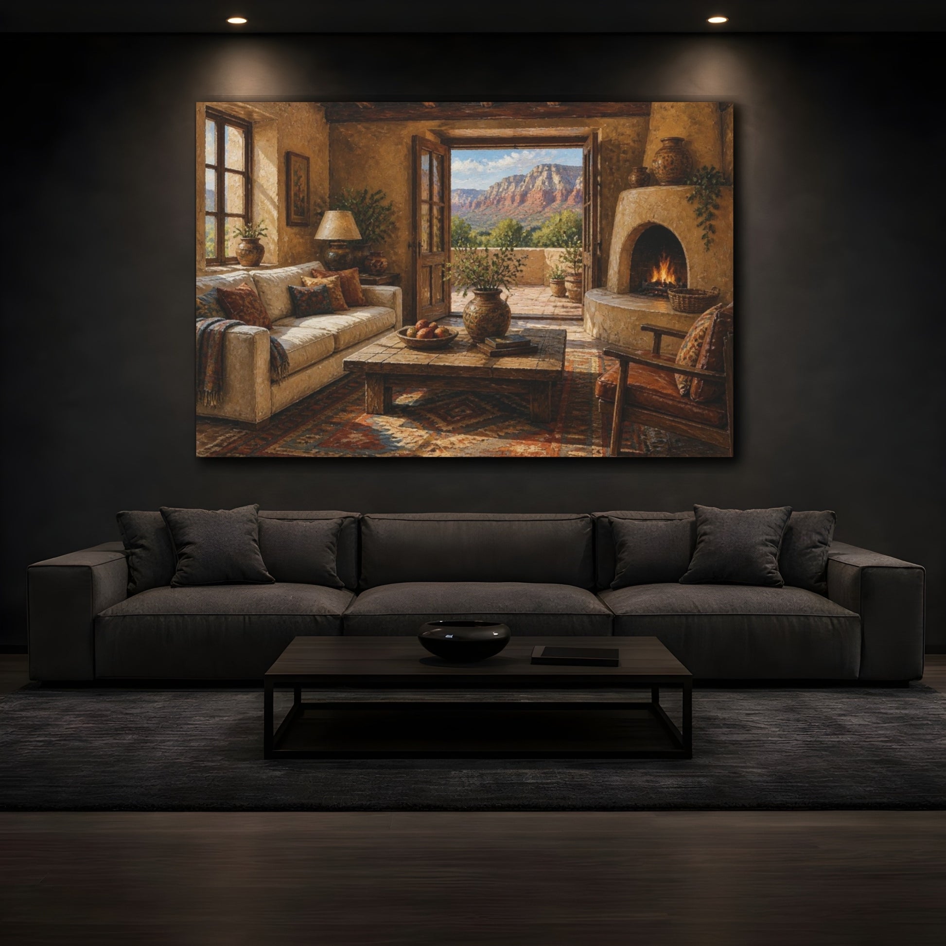 Mockup 3. Canyon View Living Room shown as canvas print