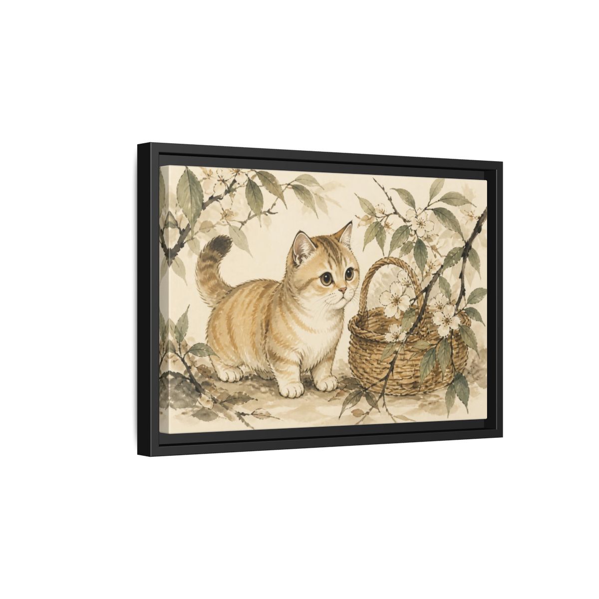 Side Mockup 6. Caramel Pet Kitten shown as framed canvas print