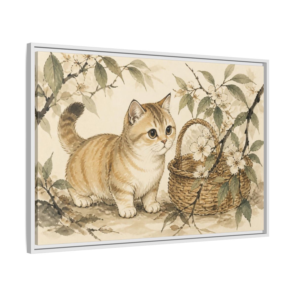 Side Mockup 9. Caramel Pet Kitten shown as framed canvas print